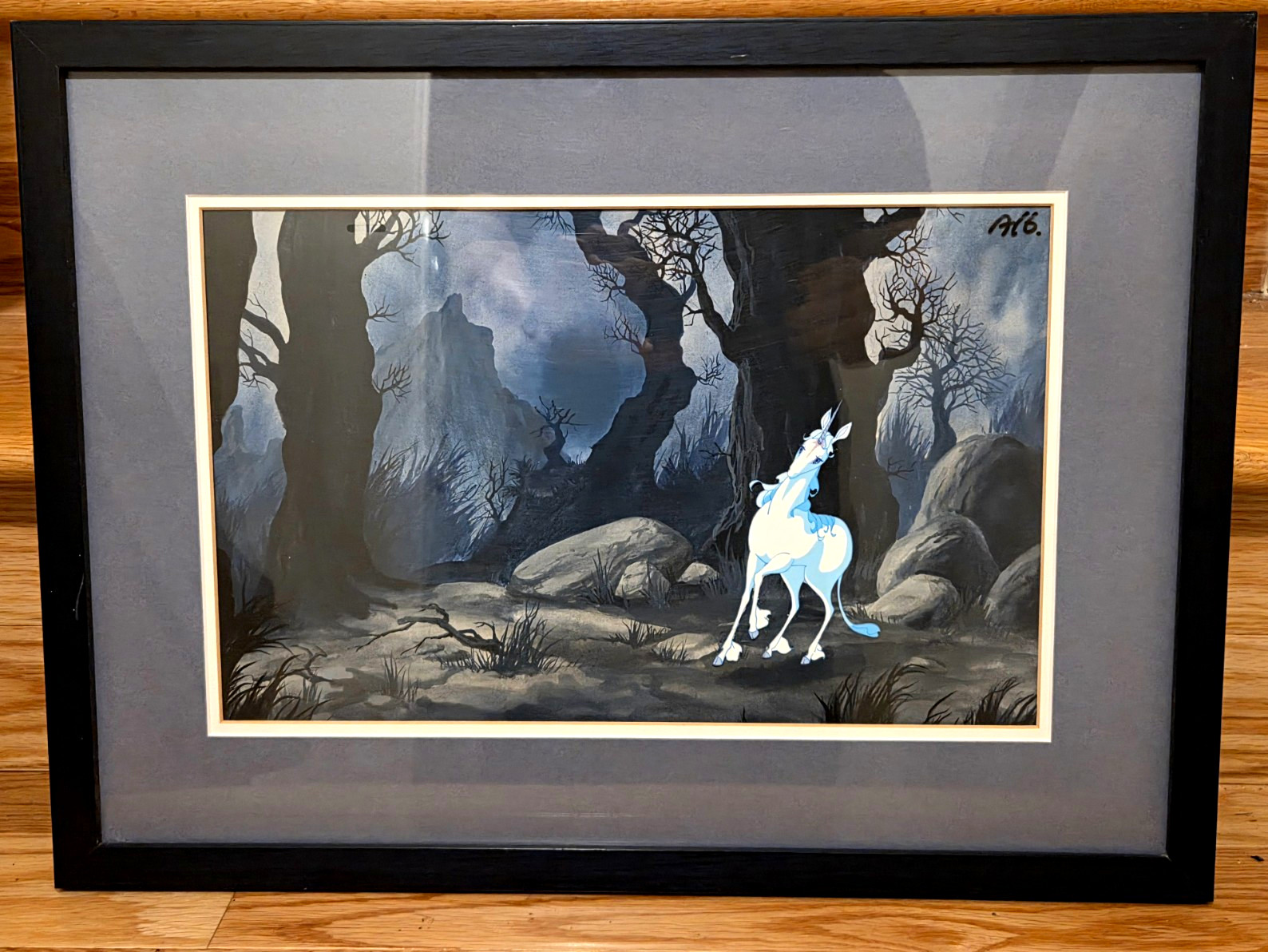 Rare Original 1982 The Last Unicorn Rankin/Bass Production Cel on a Painted BG Rare Original 1982 The Last Unicorn Rankin/Bass Production Cel on a Painted BG