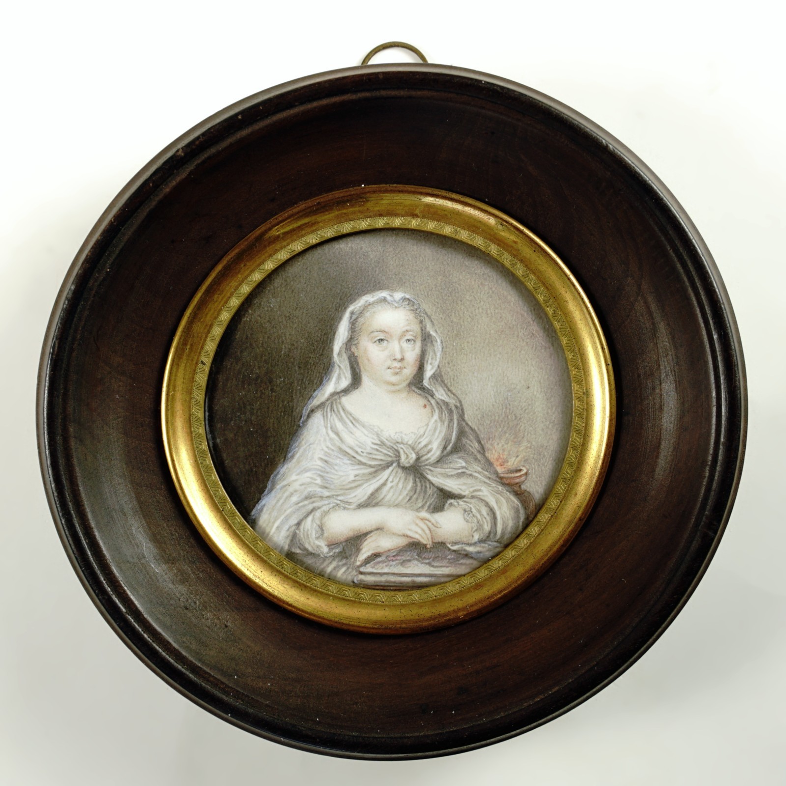 Antique French Miniature Portrait Portrait of a Lady as a Vestal Virgin Antique French Miniature Portrait Portrait of a Lady as a Vestal Virgin