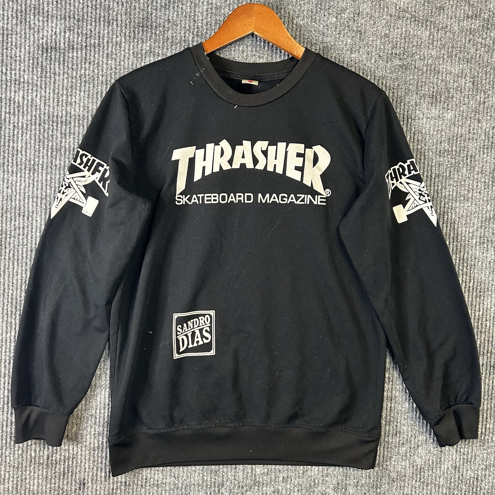 Vintage Thrasher Sweater Adult Large Black Lightweight Long Sleeve Skateboarding