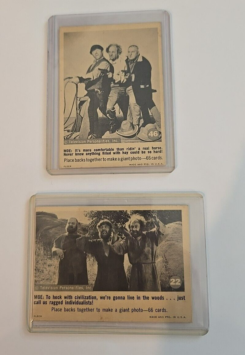 (2) 1966 FLEER The 3 Three Stooges # 22 & # 46 TELEVISION PERSONALITIES CARDS (2) 1966 FLEER The 3 Three Stooges # 22 & # 46 TELEVISION PERSONALITIES CARDS