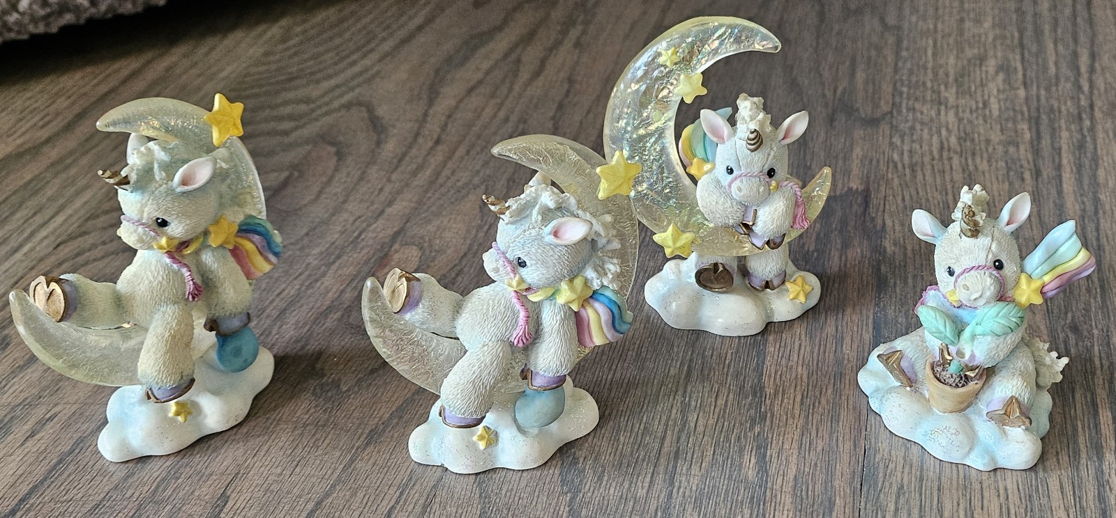 Enesco Starlight Starbright Unicorn Collection Figurines Lot of FOUR 1995 Enesco