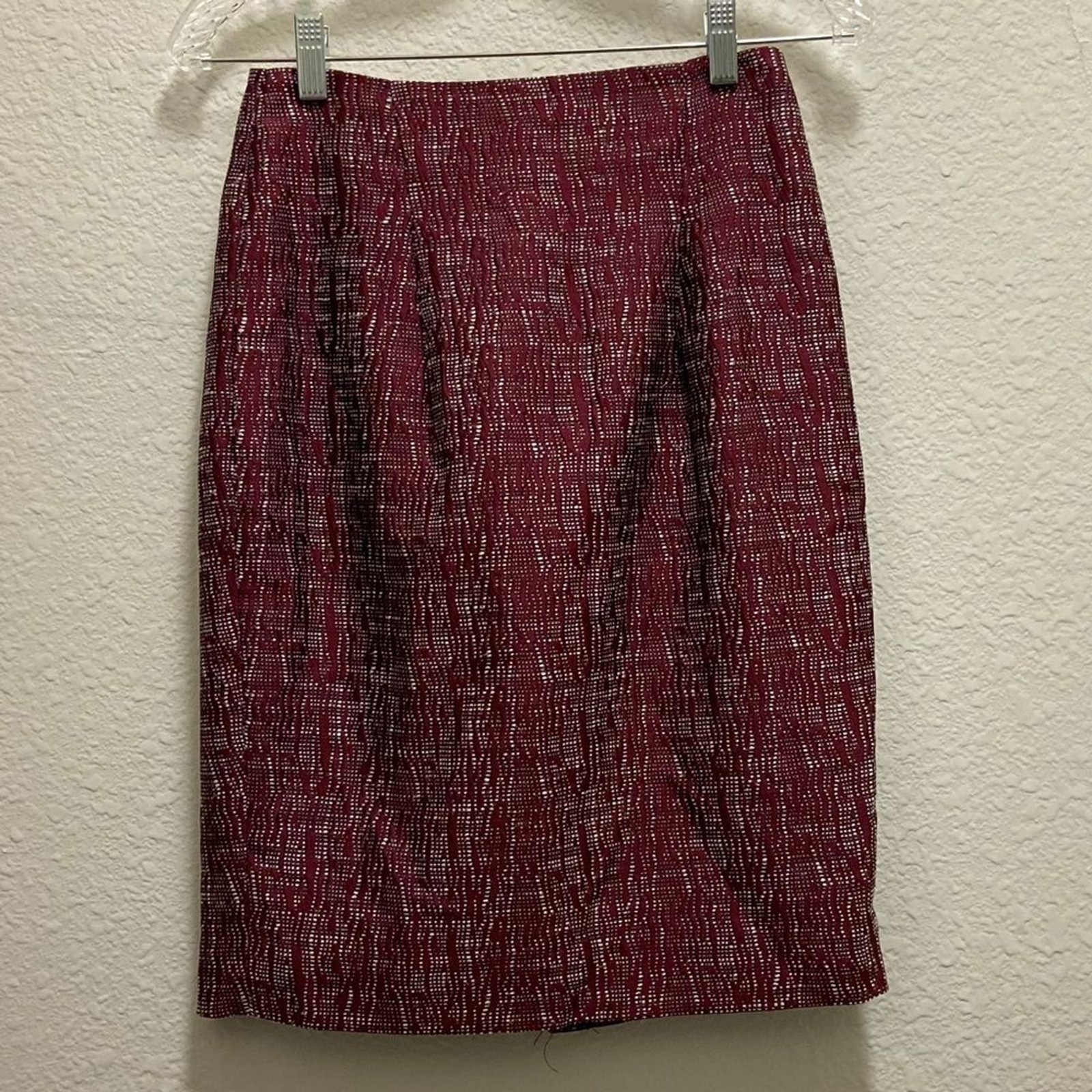 LIKE π The Limited Pencil Skirt - Textured Maroon w/ White - Midi Length LIKE π The Limited Pencil Skirt - Textured Maroon w/ White - Midi Length