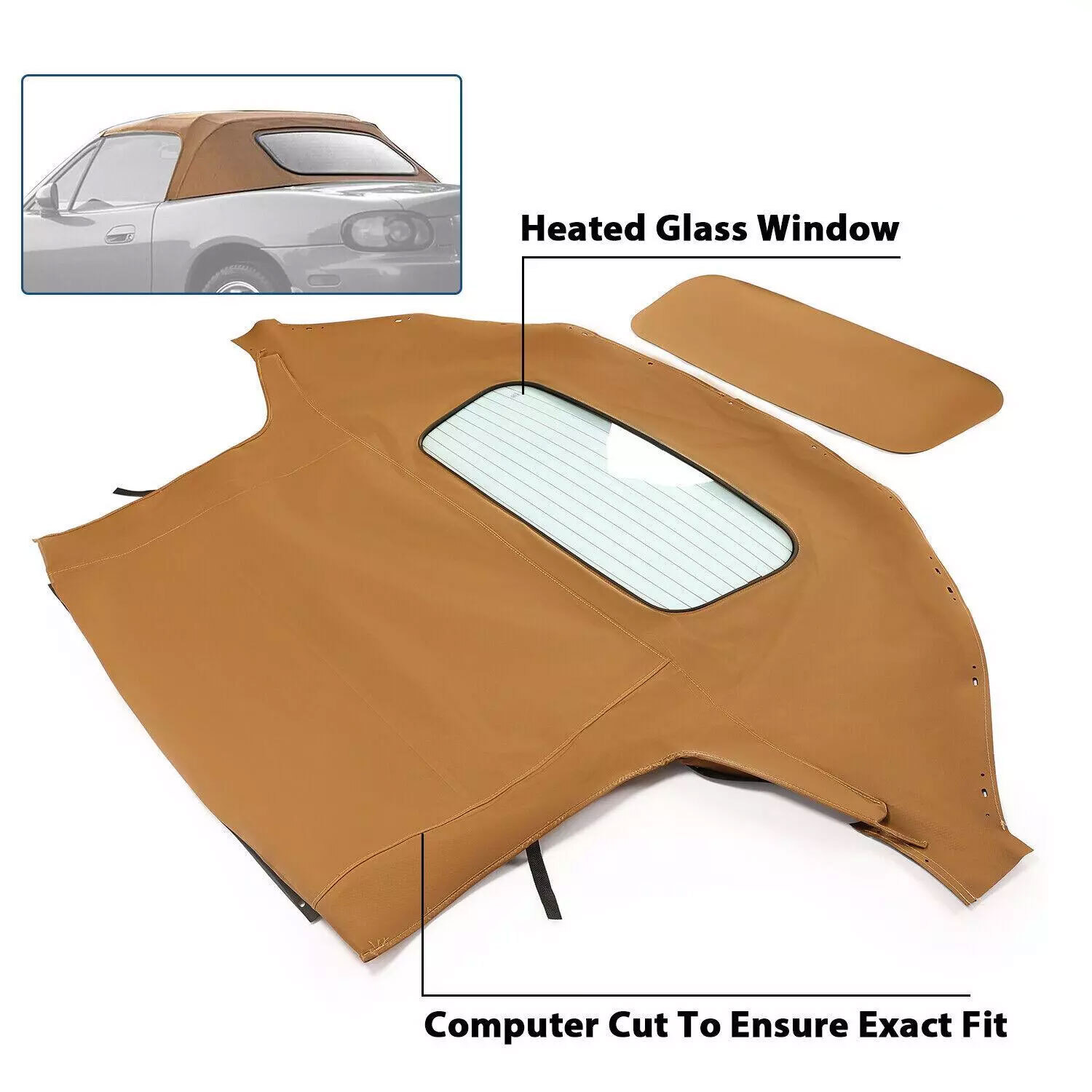 New Heated Glass Window & Soft Top For Mazda Miata 1990-2005 Convertible Tan New Heated Glass Window & Soft Top For Mazda Miata 1990-2005 Convertible Tan