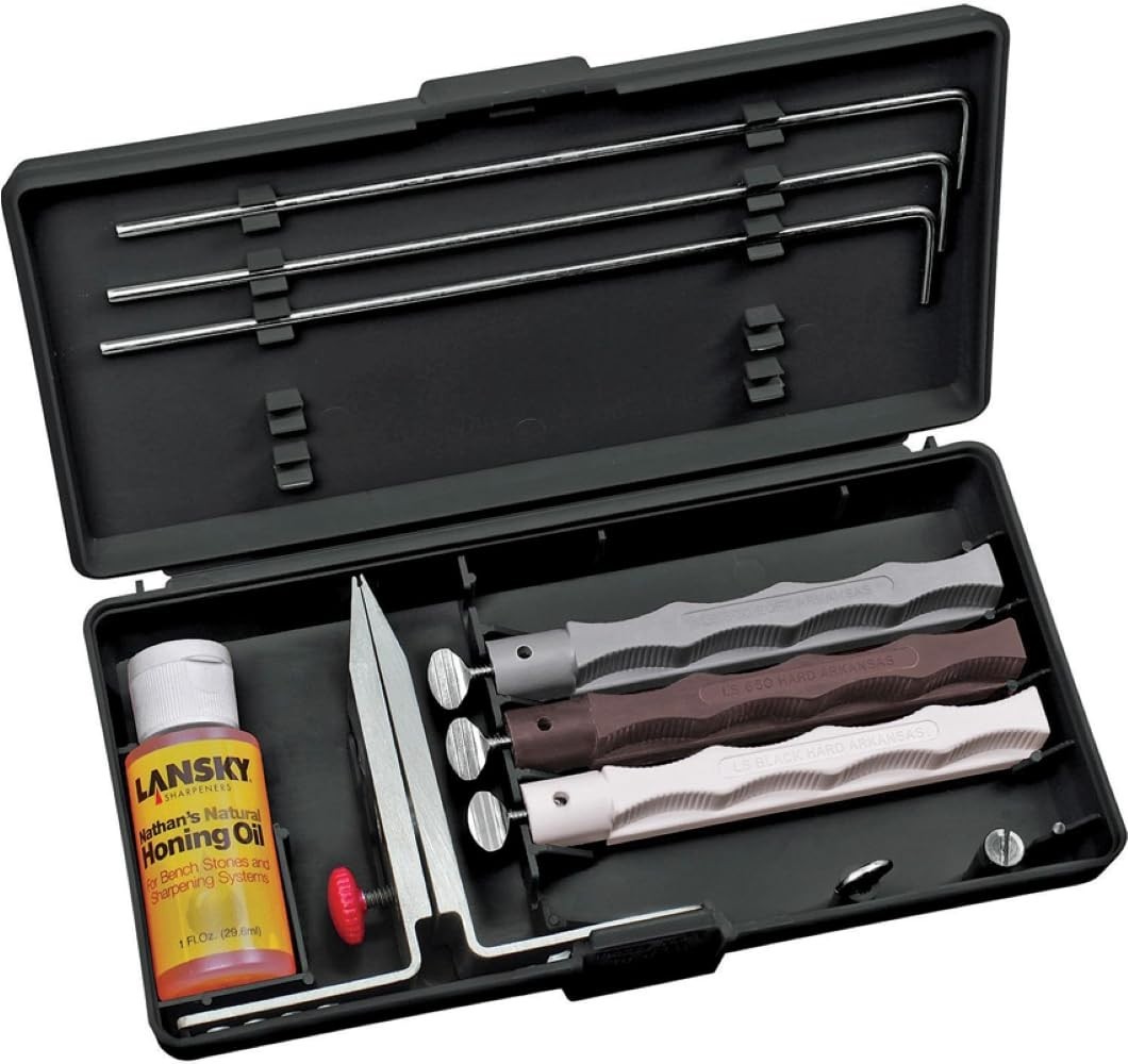 Natural Arkansas Sharpening System Medium Fine Hones Black Case
