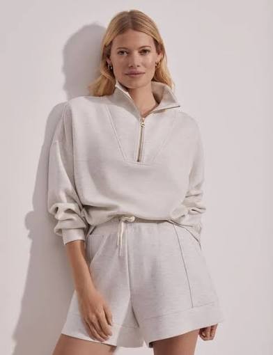 Varley Hawley Half Zip Sweat $148 MSRP (COLOR IVORY MARL) Varley Hawley Half Zip Sweat $148 MSRP (COLOR IVORY MARL)