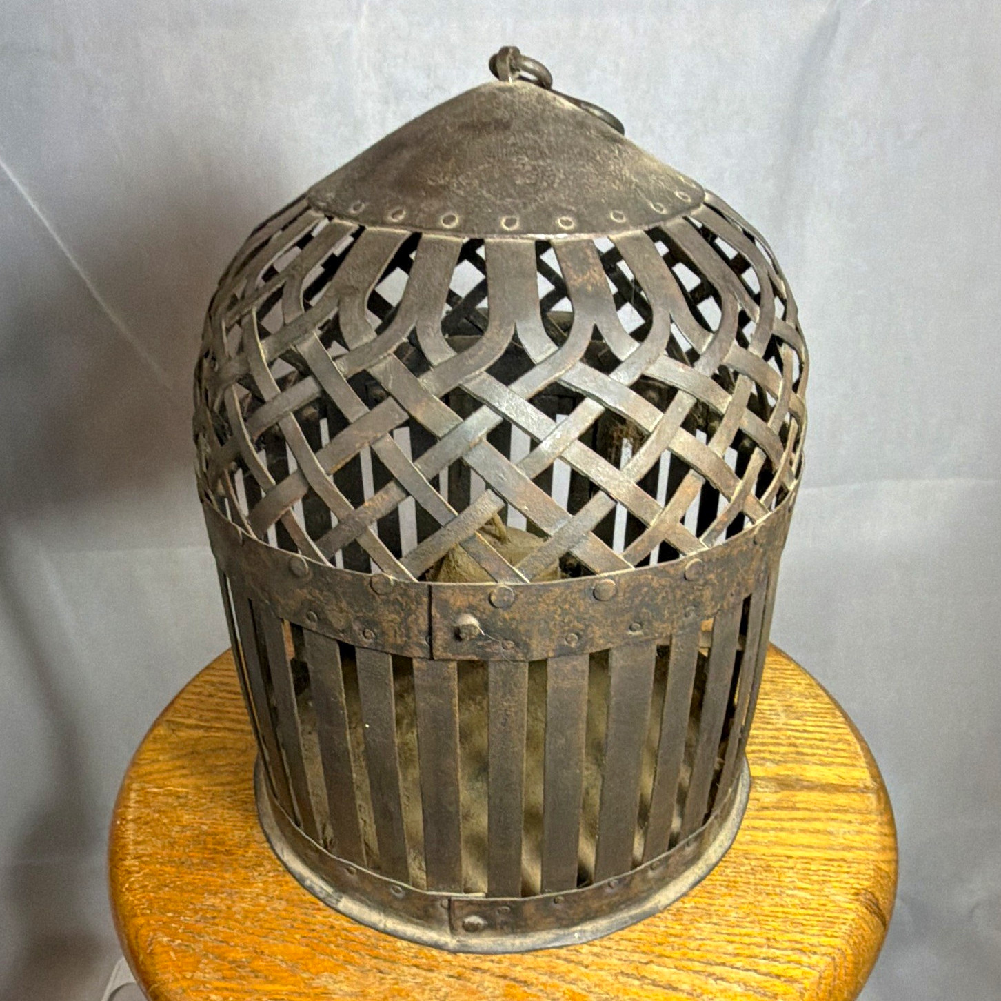 RARE BIRD CAGE IRON HAND CRAFTED IN INDIA~VINTAGE ORIGINAL- RARE BIRD CAGE IRON HAND CRAFTED IN INDIA~VINTAGE ORIGINAL-