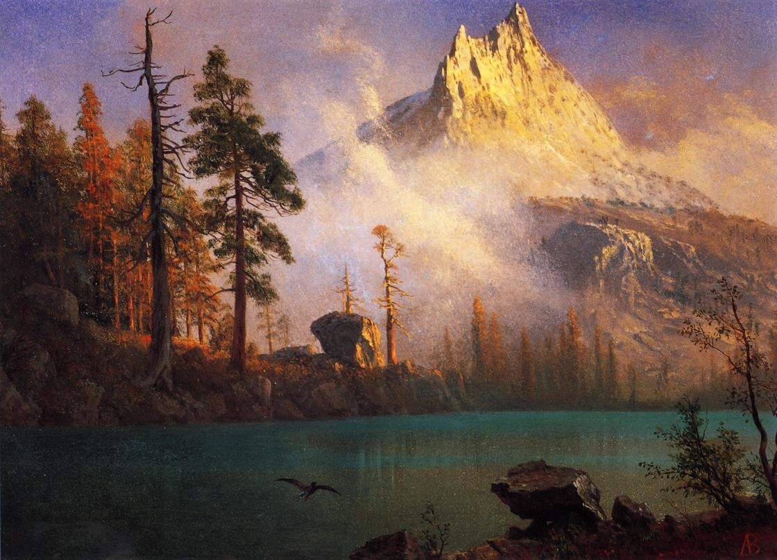 Oil painting landscape Mountain-Lake-Albert-Bierstadt-oil-painting art