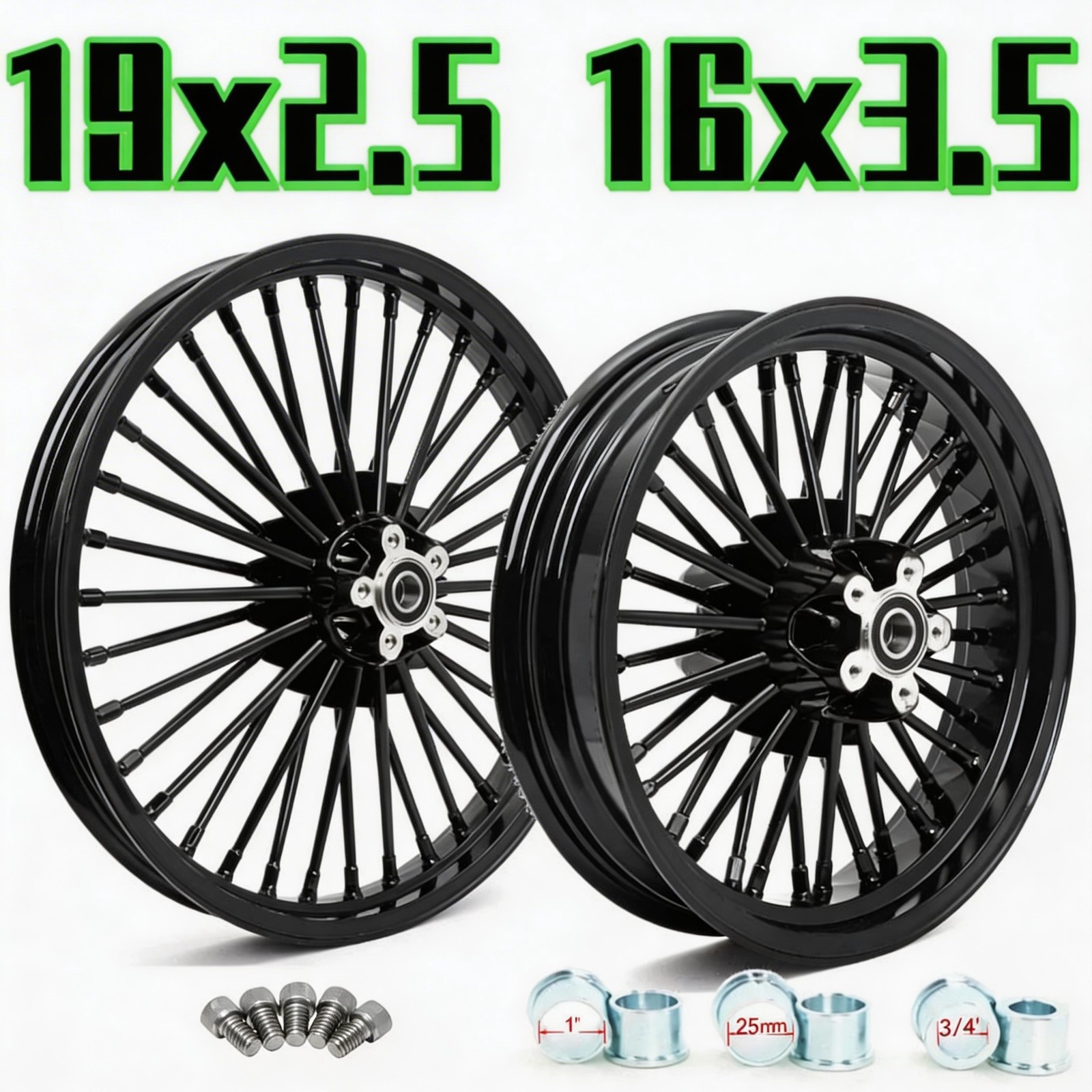 For Harley 19x2.5 16x3.5 Fat Spoke Wheels Rims Sportster Iron 883 XL883N XL1200N