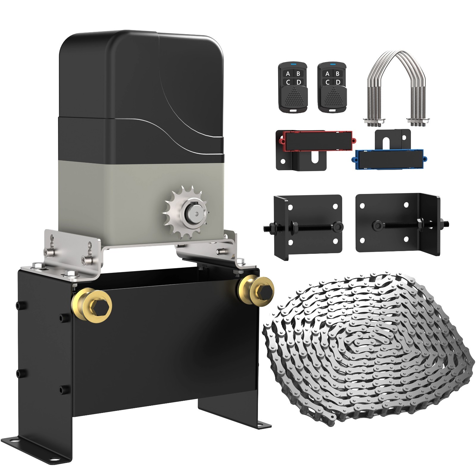 Blütezeit 1100lb Automatic Chain Sliding Gate Opener w/2 Remotes & 16.4ft Chain Blütezeit 1100lb Automatic Chain Sliding Gate Opener w/2 Remotes & 16.4ft Chain