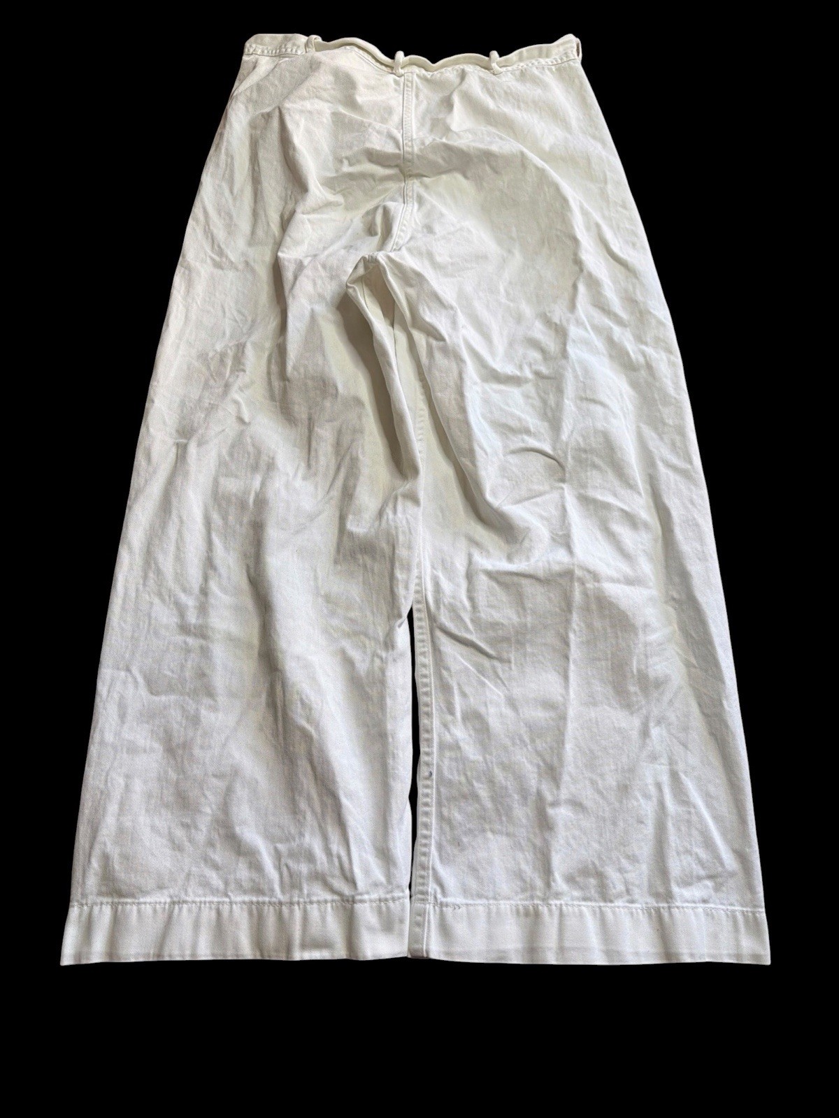 VTG WW2 40s White Cotton Whipcord Wide Leg Workwear Pants Mens 30X25 Military VTG WW2 40s White Cotton Whipcord Wide Leg Workwear Pants Mens 30X25 Military