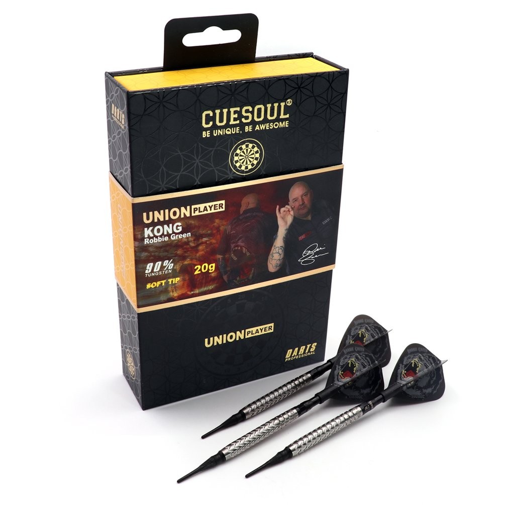 CUESOUL Robbie \'KONG\' Green 20g 90% Tungsten Soft Tip Dart Set