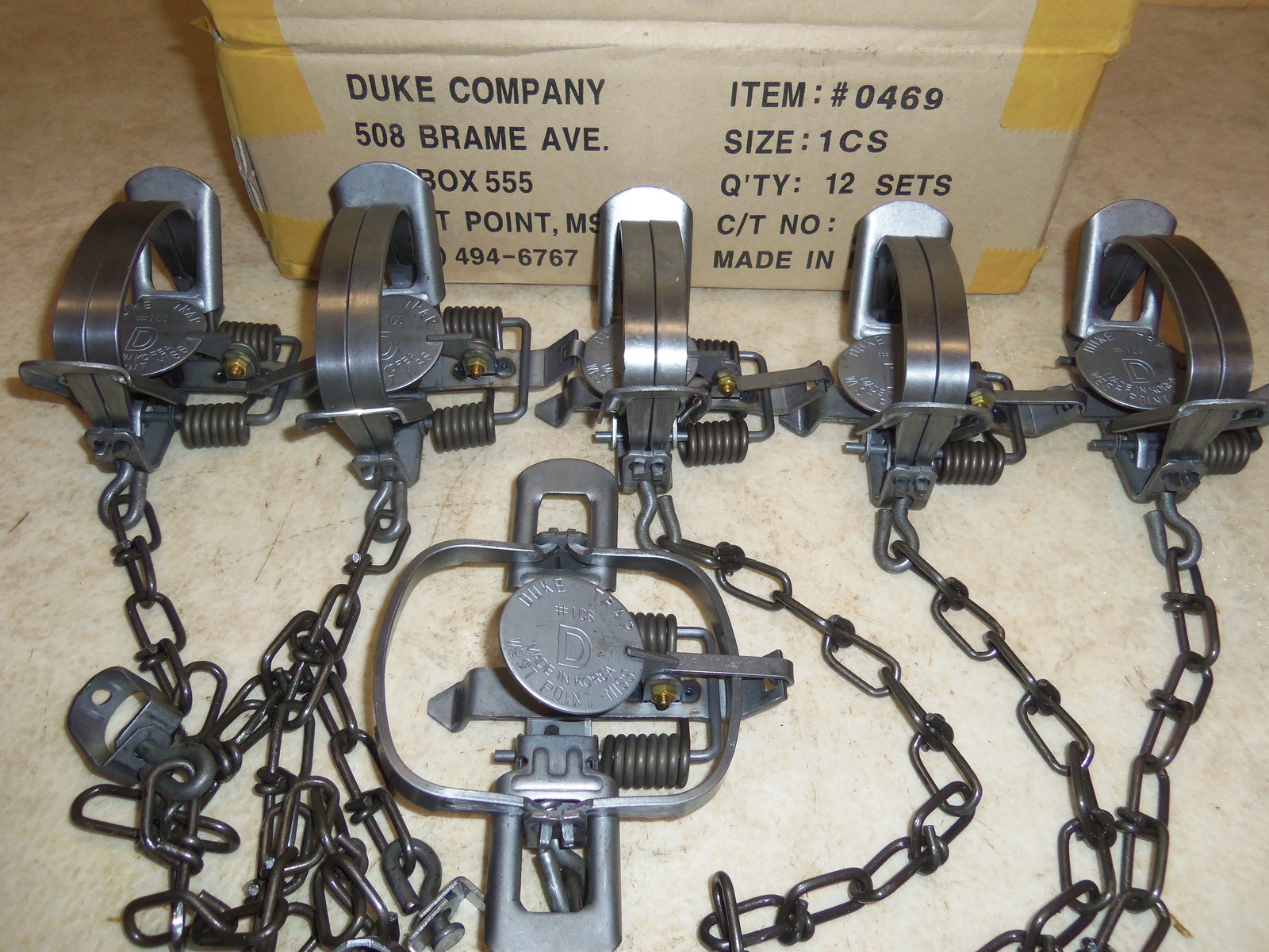 6 Duke #1 Coil Spring Traps 0469 Nuisance Raccoon Mink Muskrat Trapping 4\
