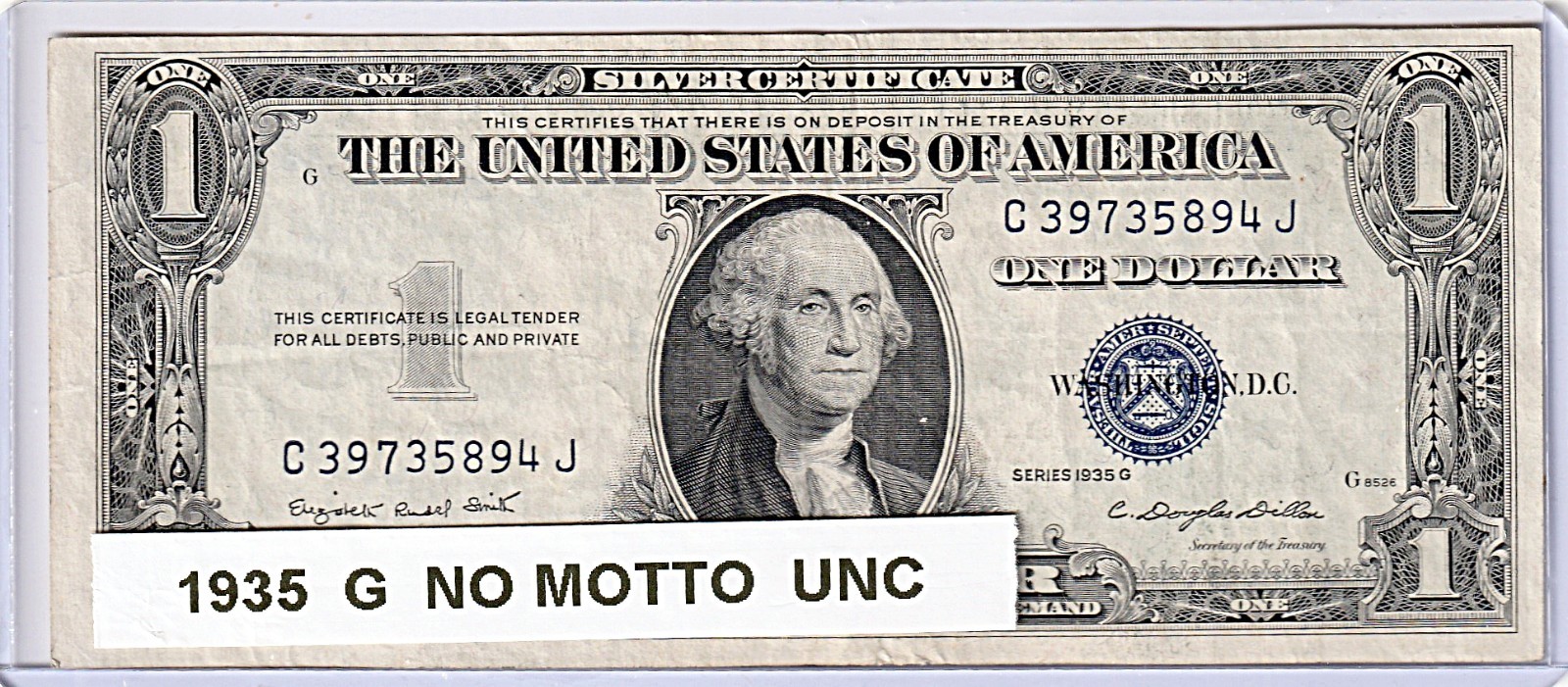 1935 G $1 Silver Certificate No Motto UNC. #101 1935 G $1 Silver Certificate No Motto UNC. #101