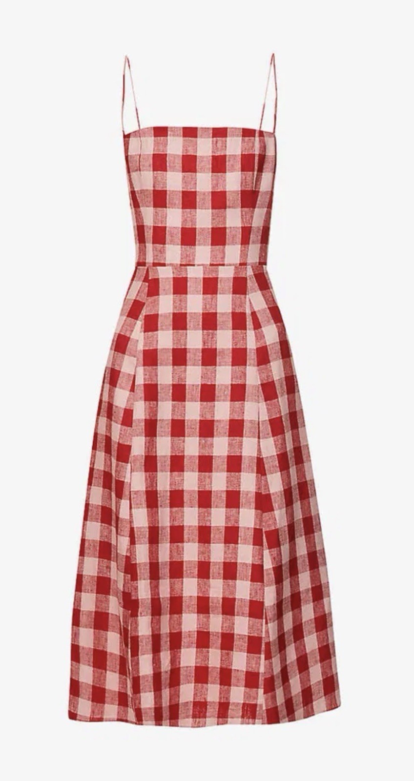 NWOT REFORMATION 100% Linen Christen Gingham Midi Dress Fit & Flare Summer sz 4