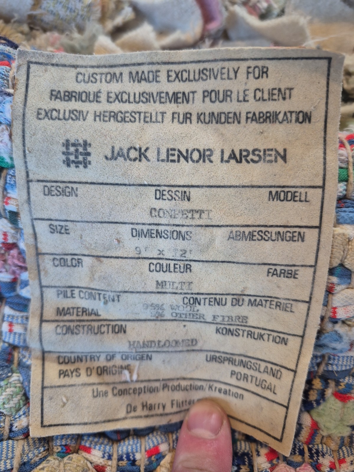 Jack Lenor Larsen Confetti Area Rug 9\'×12\' Rare Famous Artist Jack Lenor Larsen Confetti Area Rug 9\'×12\' Rare Famous Artist