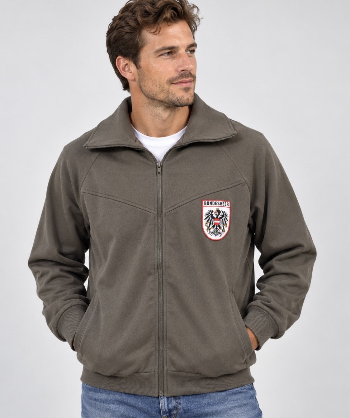 Vintage Austrian Bundesheer Military Track Jacket Austria Army 1999 Gray
