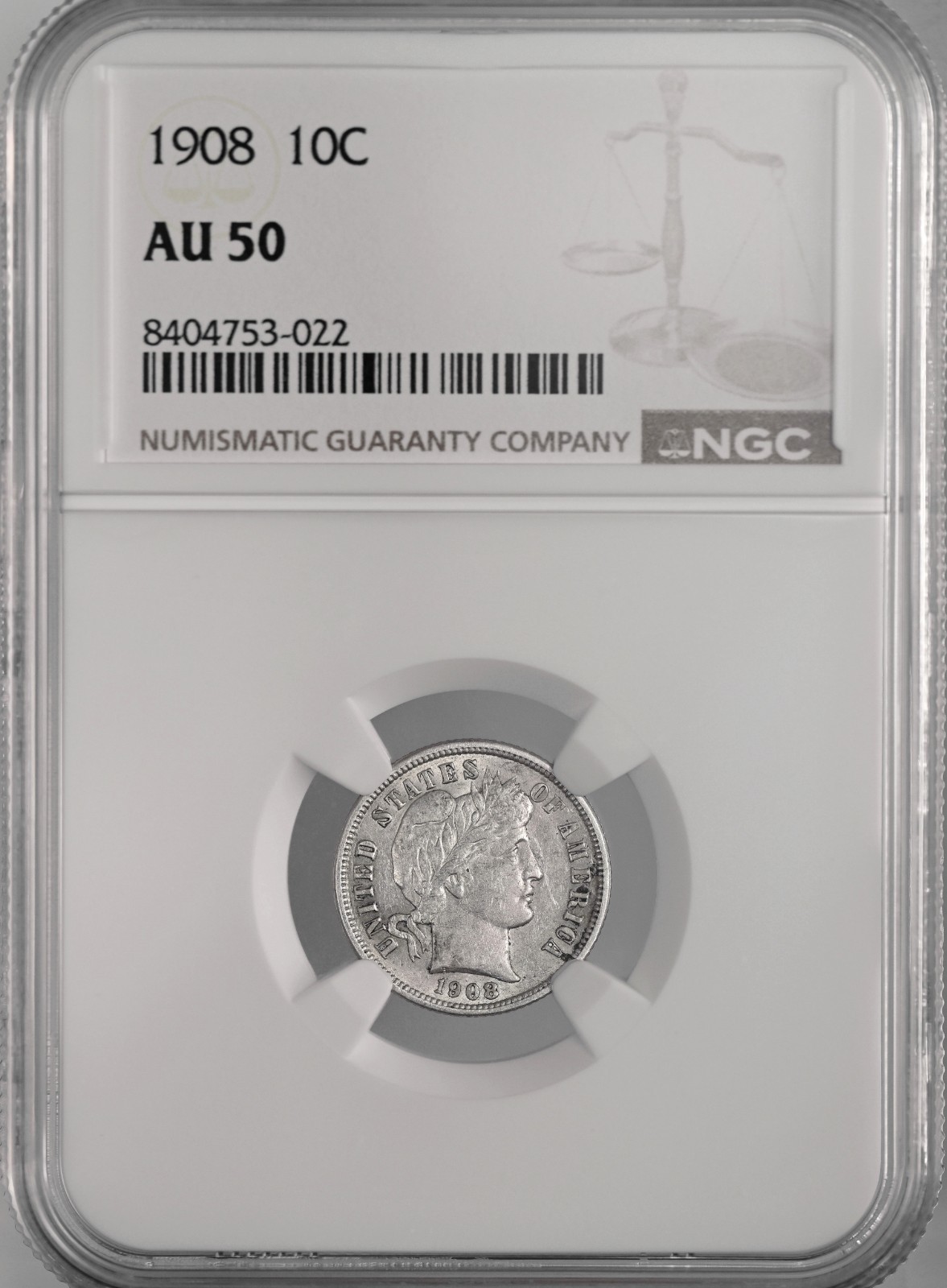 1908-P  10C BARBER SILVER DIME  \