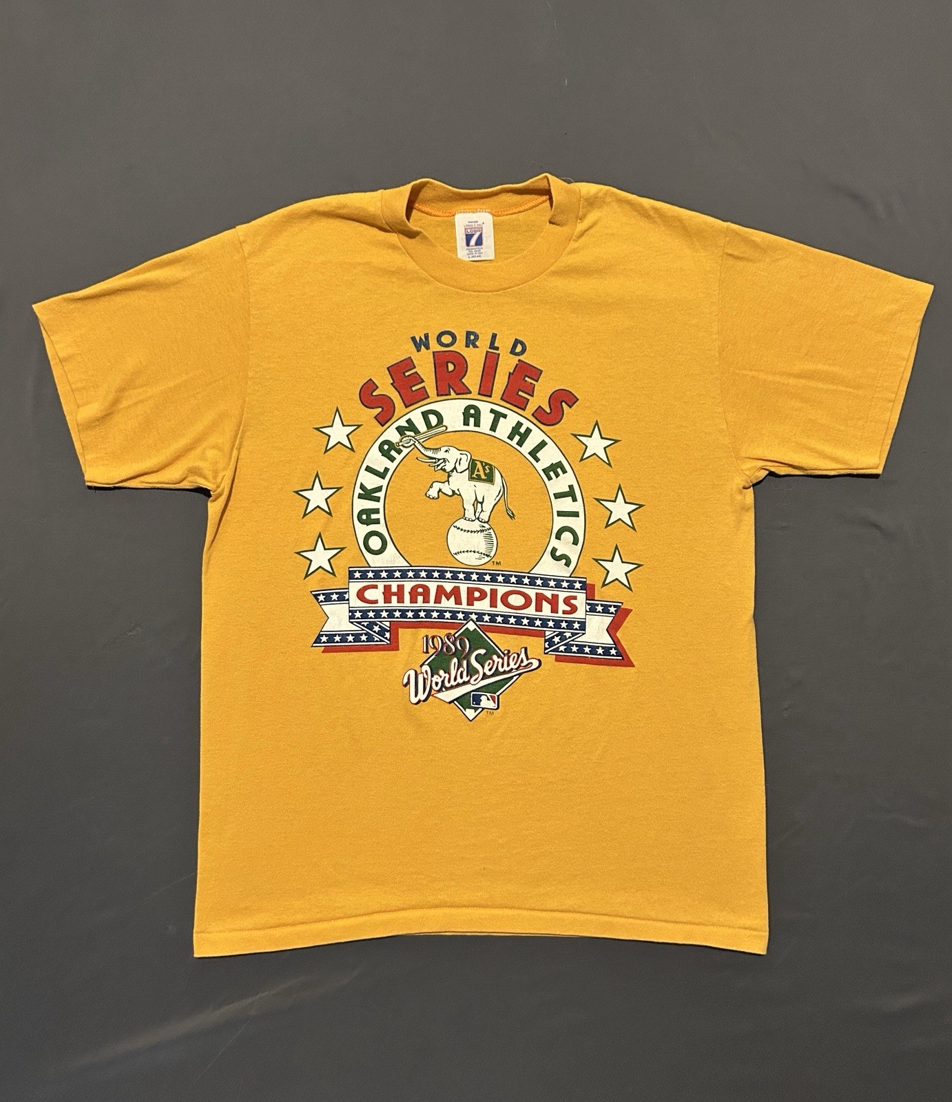 Vintage Oakland Athletics Shirt Mens Large Logo 7 1989 World Series Champions