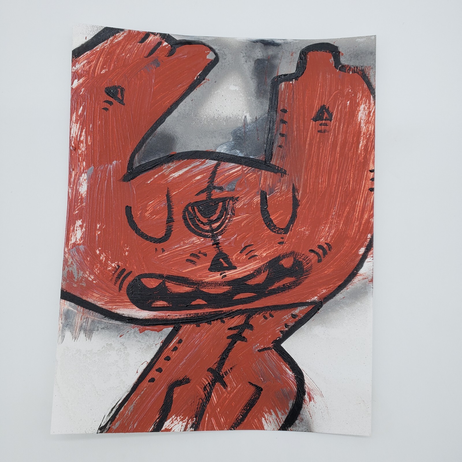  Rusty cat original Graffiti Cat painting on paper by NY graffiti artist PUKE