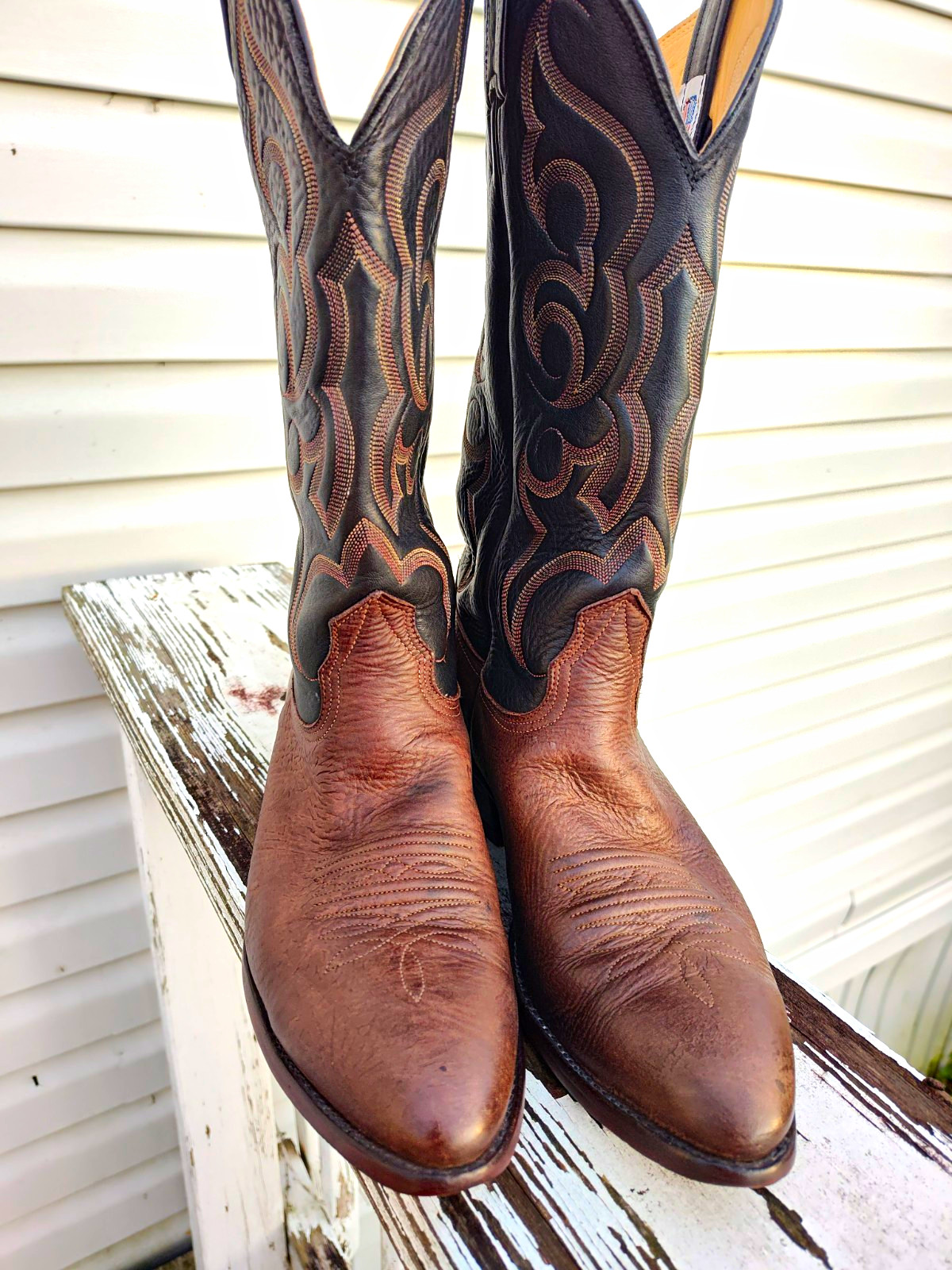 VTG Nocona Sueded Toro Leather Western Cowboy Boots, Men\'s US 10 D Style 6636