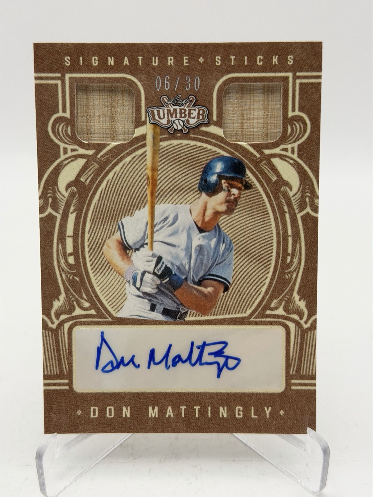 DON MATTINGLY NY YANKEES 2025 LEAF LUMBER DUAL BAT SIGNATURE STICKS AUTO /30 MVP DON MATTINGLY NY YANKEES 2025 LEAF LUMBER DUAL BAT SIGNATURE STICKS AUTO /30 MVP