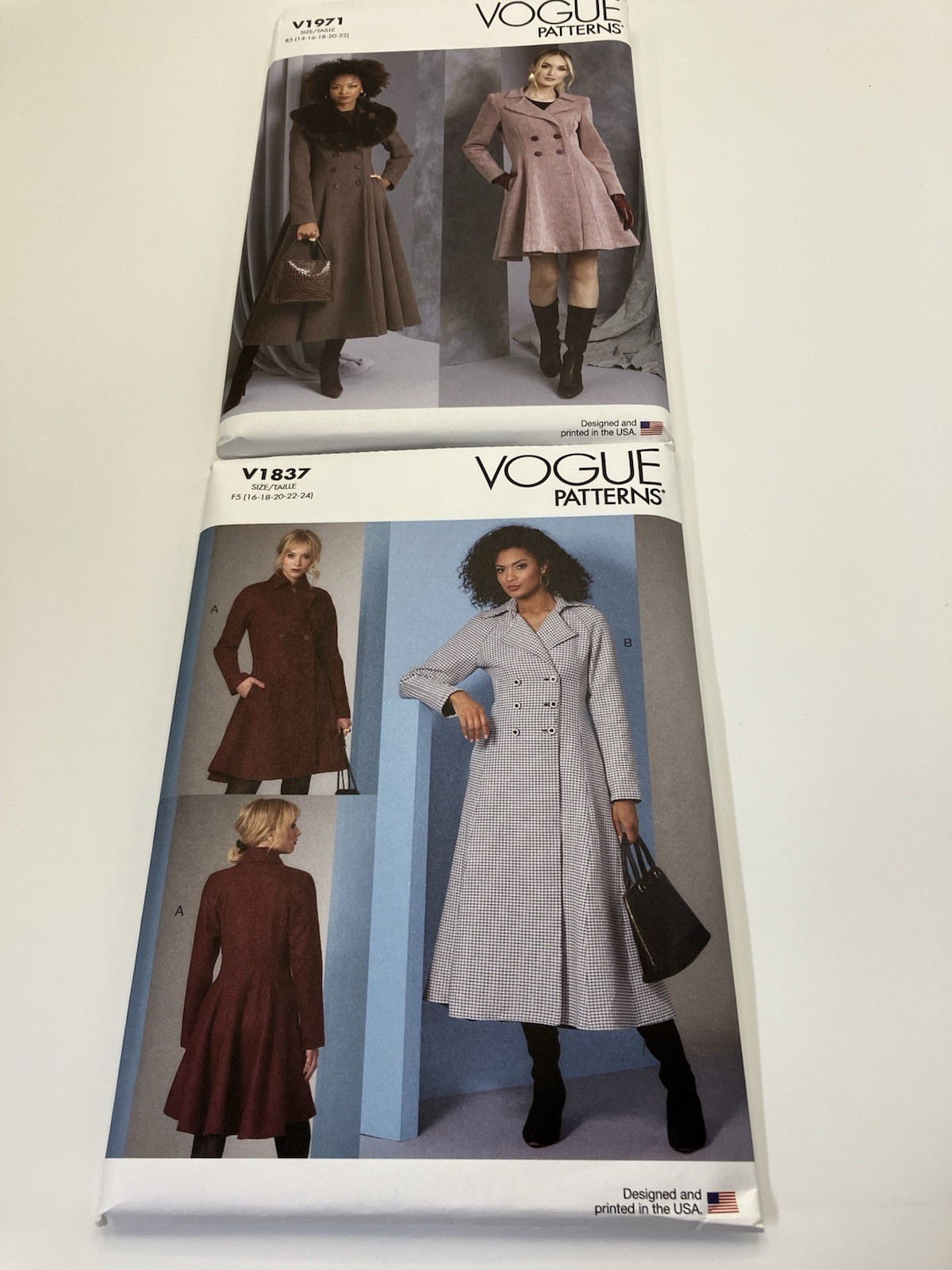 Lot Of 2 Vogue Sewing Patterns Women’s Coats V1837 & V1971 New Lot Of 2 Vogue Sewing Patterns Women’s Coats V1837 & V1971 New