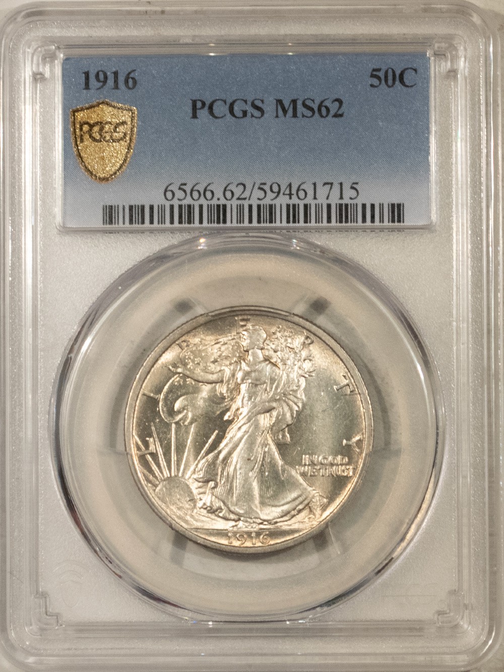 1916 WALKING LIBERTY HALF DOLLAR - PCGS MS-62 FRESH & FLASHY