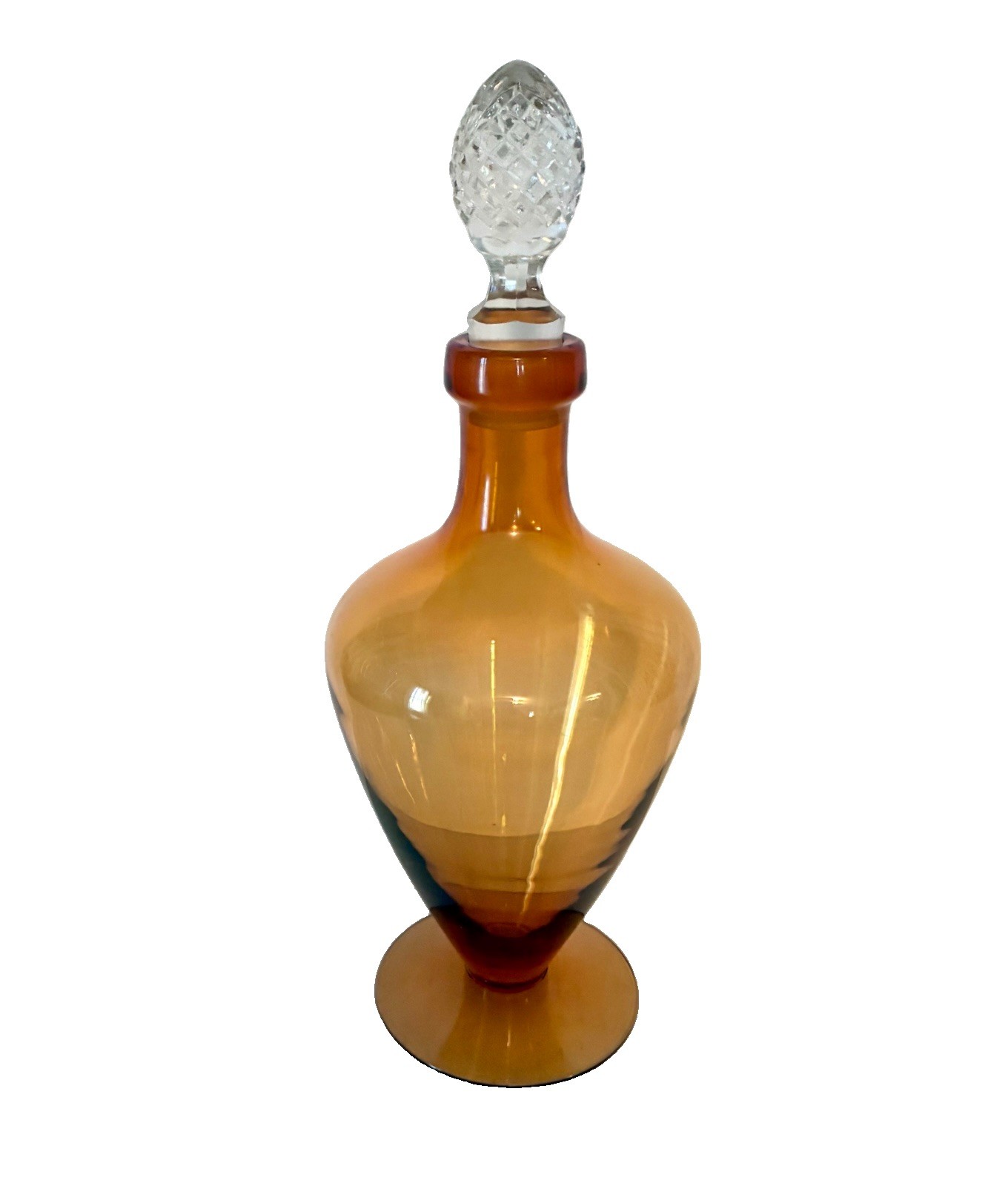 Vintage 1930s Amber Cambridge Glass Co Footed Barware Decanter