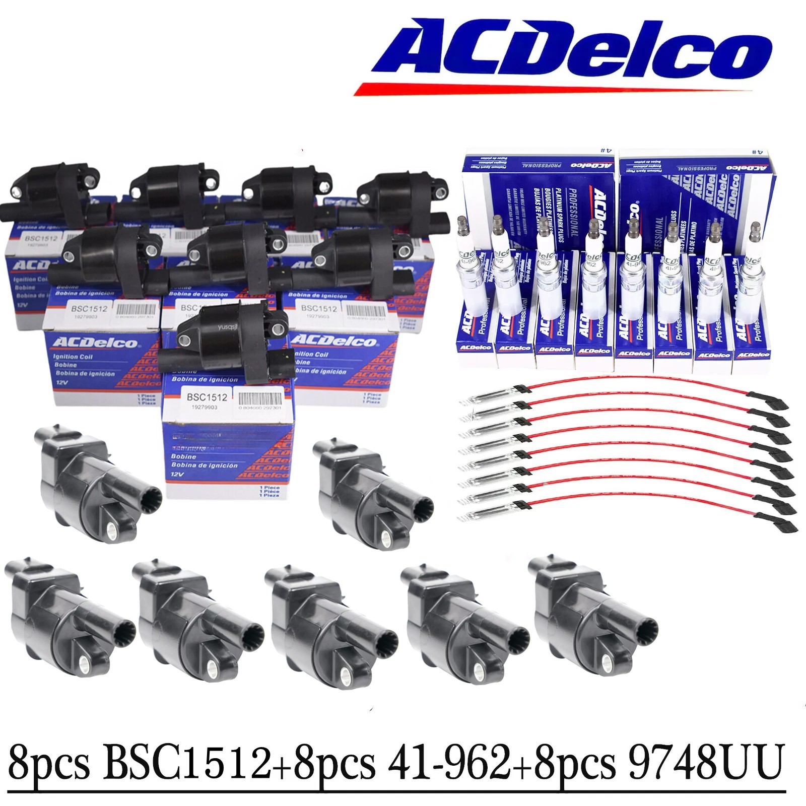 Genuine UF414 8x Ignition Coils+Spark Plugs+Wire For GMC Chevy SilveradoTahoe$.