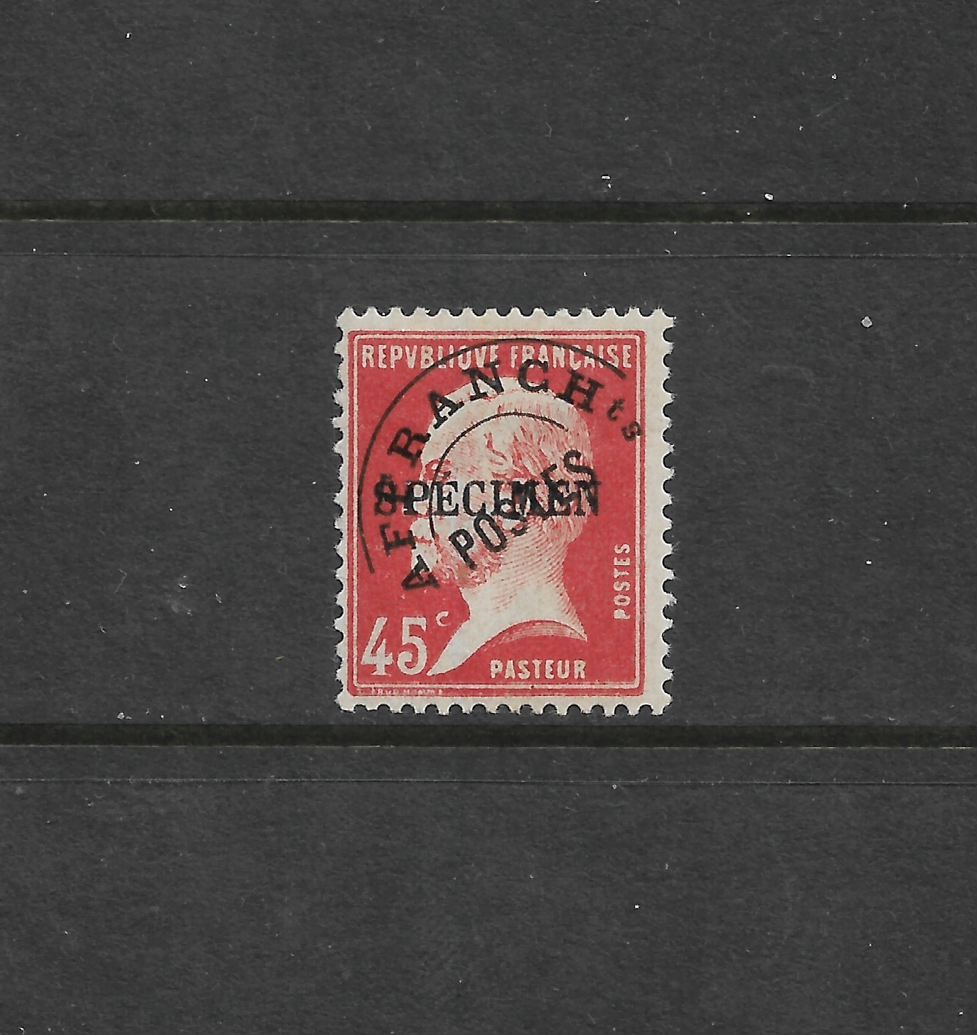 France Precancels: Postes France 1923-1926 Pasteur #190; 45c Red; \'SPECIMEN\'; MH