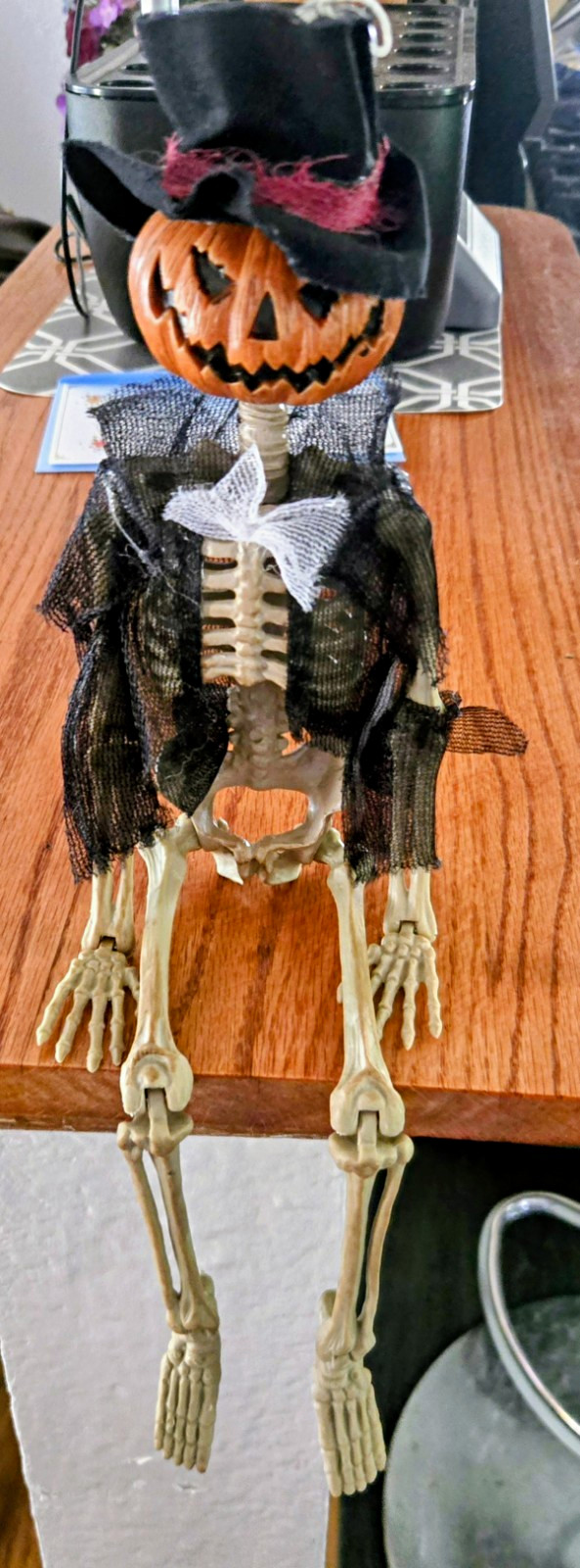 15”Halloween Pumpkin Head Skeleton Posable Full Body Hanging Mr Fancy Dressed