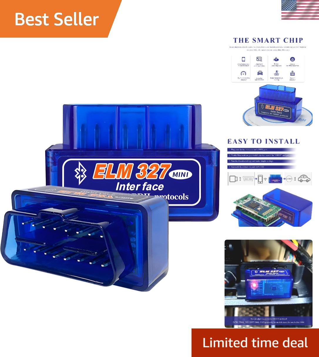 2 PCS OBD-II Bluetooth Car Diagnostic Scanner - Portable Engine Code Reader