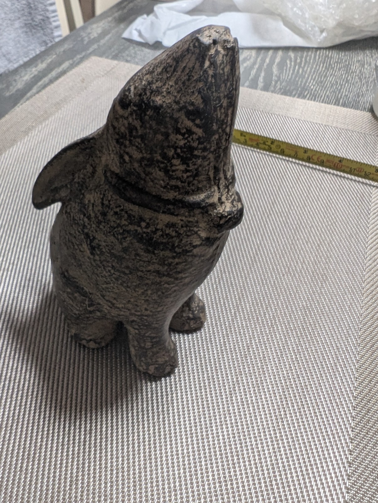 Vintage Patinated Cast Iron Moon Gazing Rabbit Figurine Sculpture