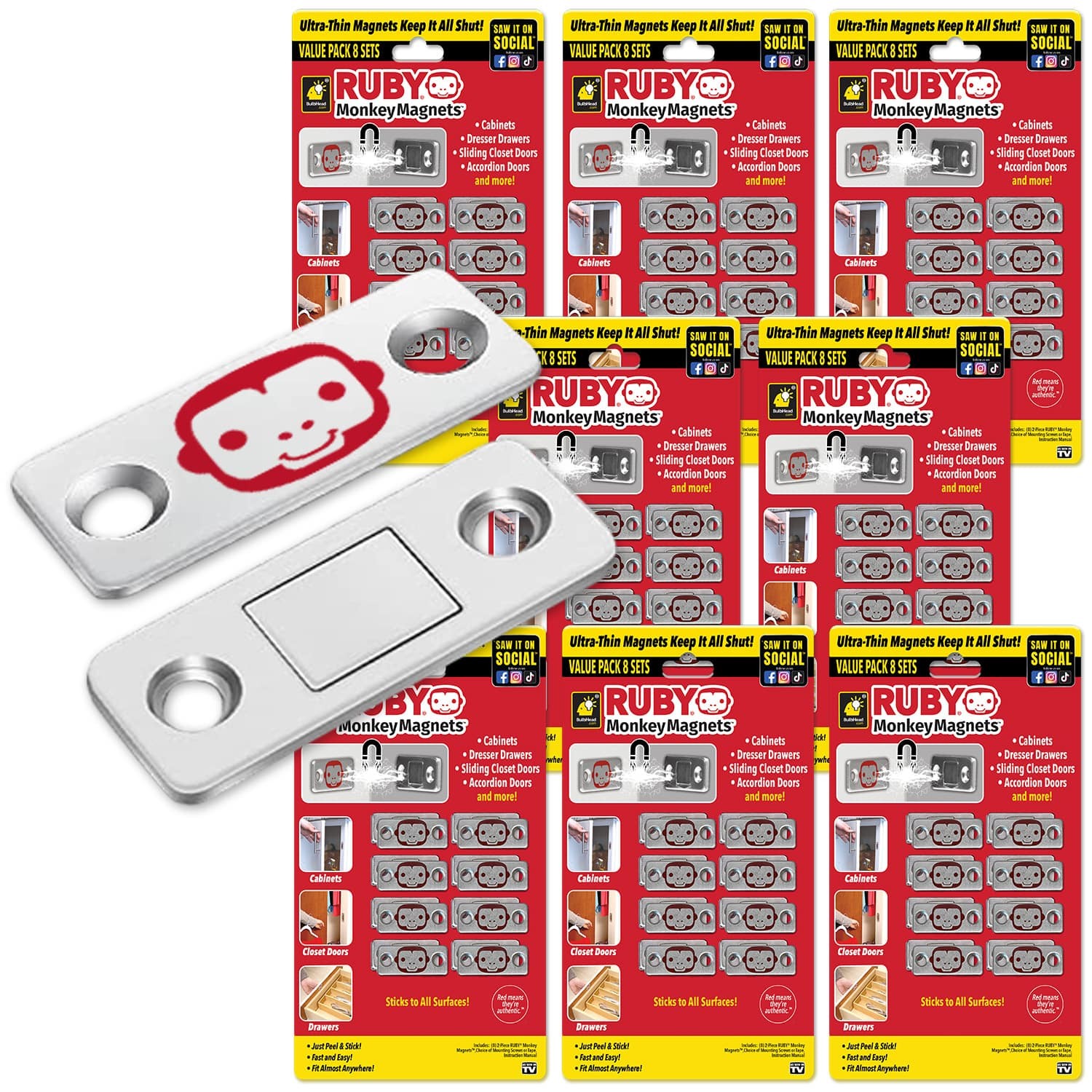 RUBY Monkey Magnets Ultra-Thin Magnetic Plates Keep It All Shut, AS-SEEN-ON-TV,