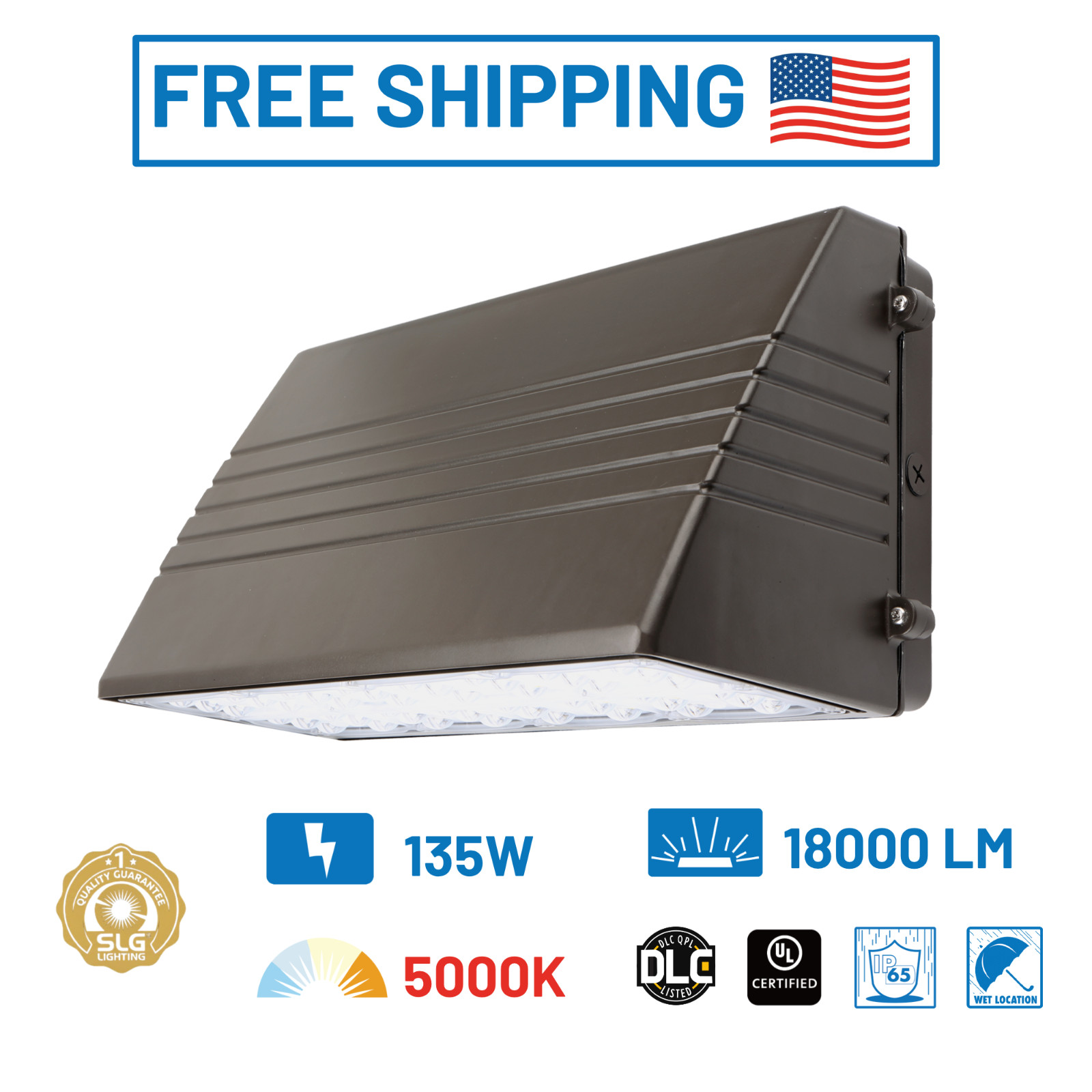 135W LED Full Cutoff Wall Pack 18000 Lm 5000K Outdoor Security Dark Bronze SLG