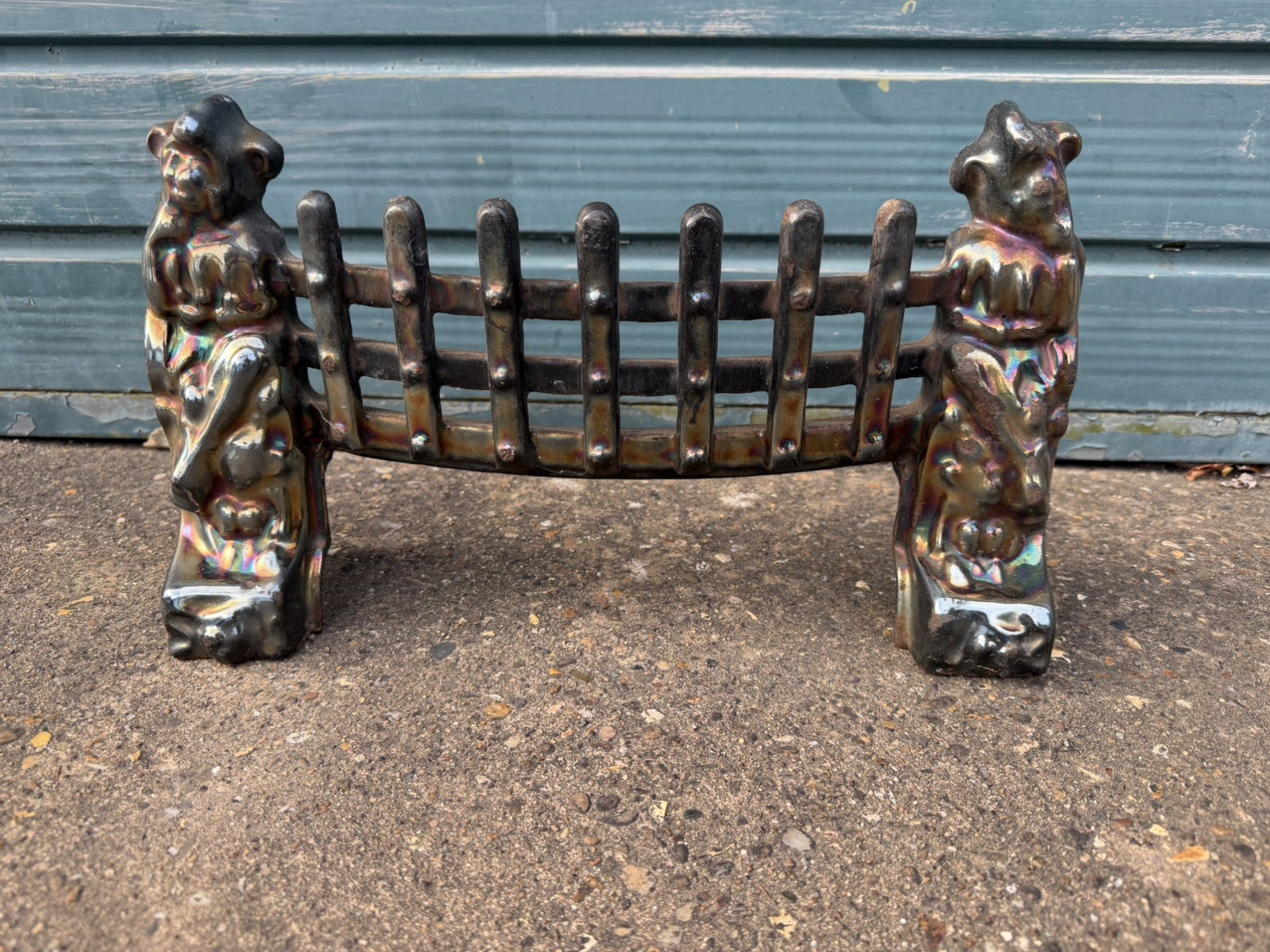 Vintage Cast Iron Fire Guard Grate Iridescent Jesters 