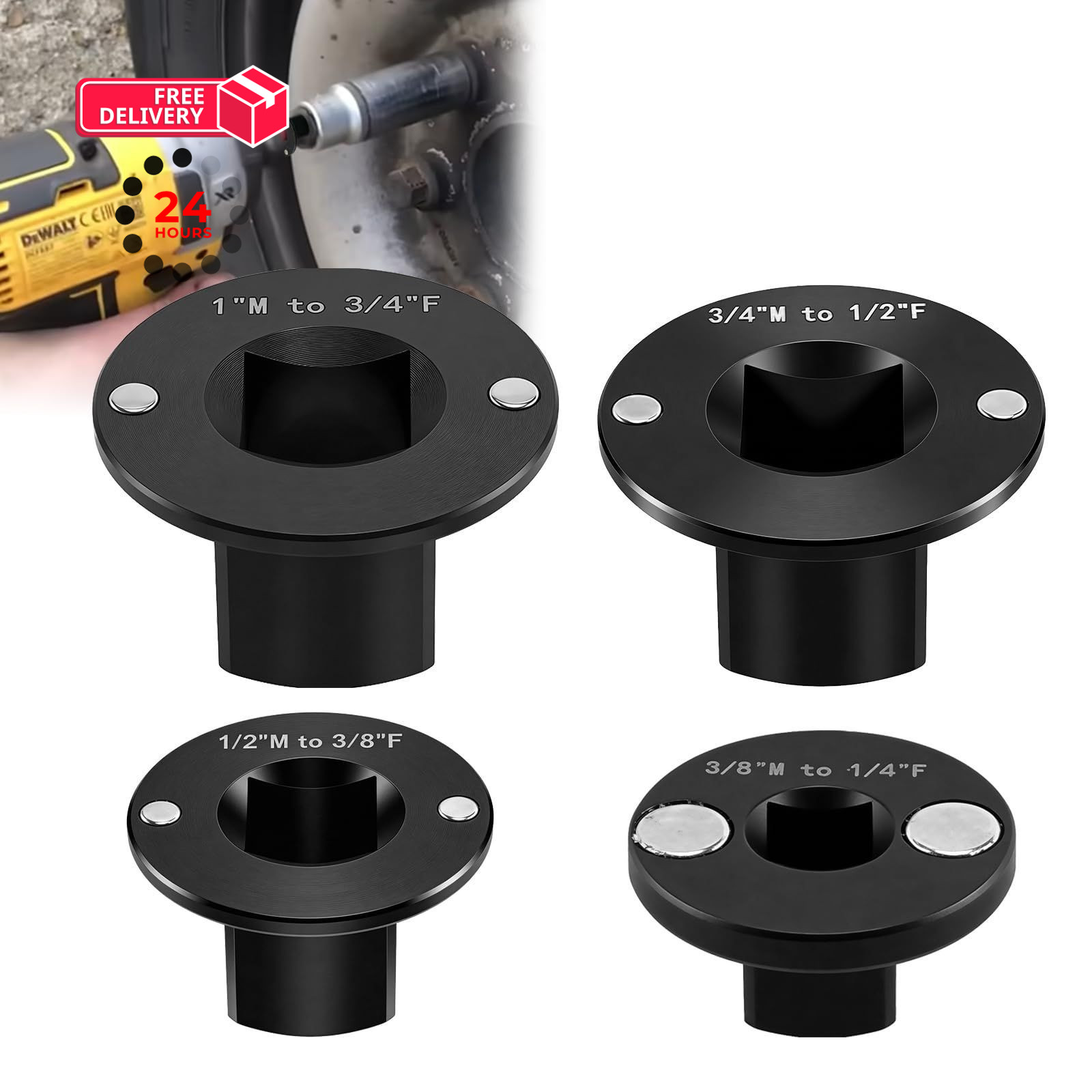 RULLINE 4Pc Low Profile Socket Adapter Set – 1\