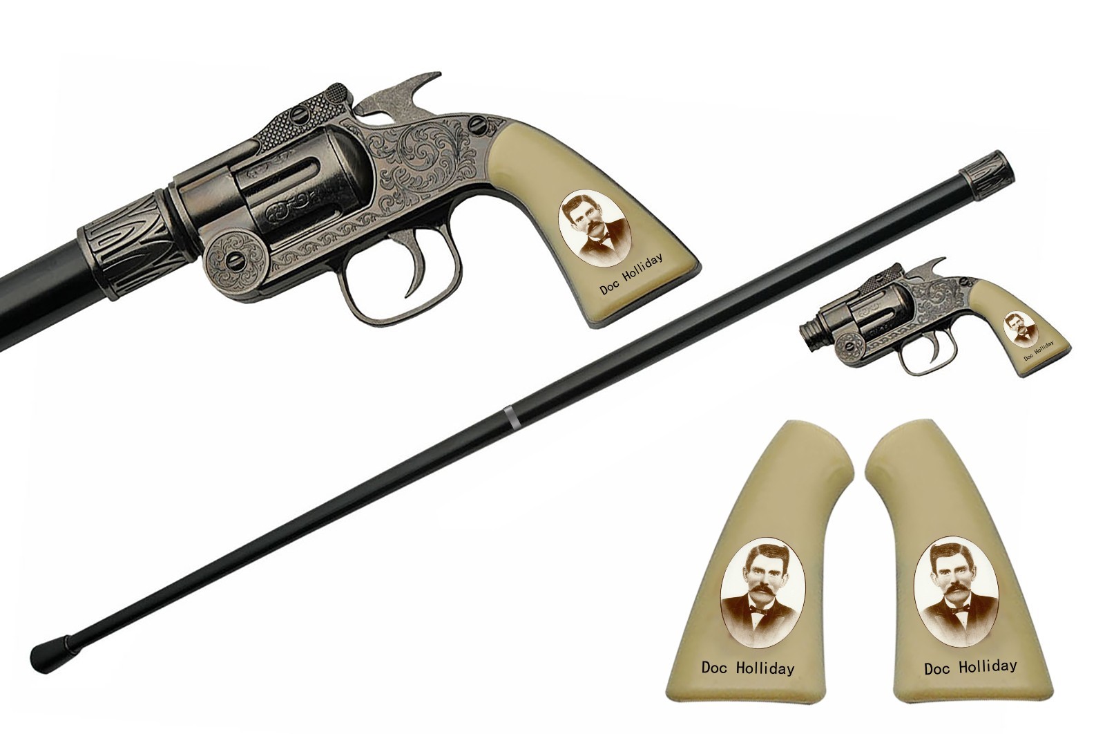 Doc Holliday Revolver Handle Walking Cane 36\