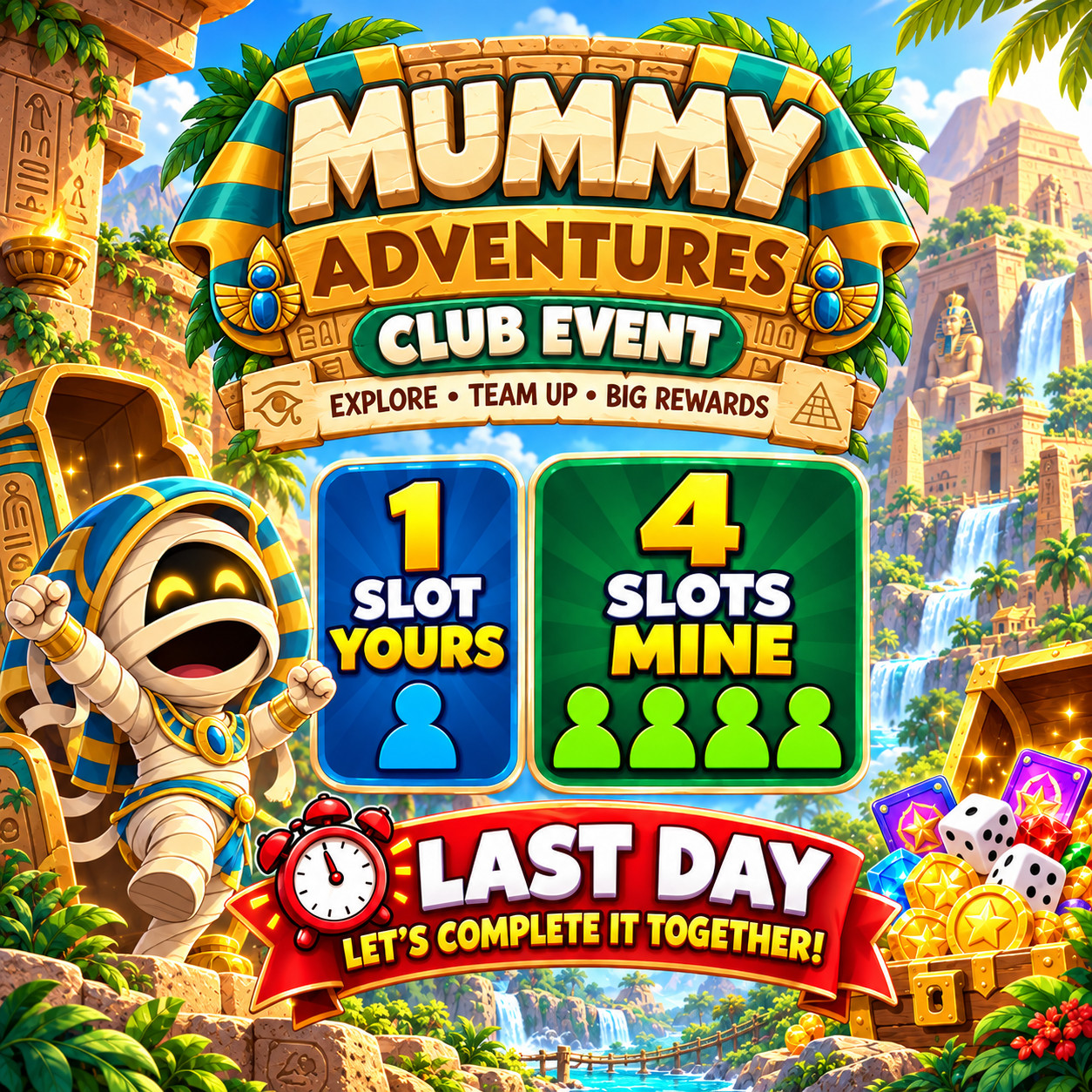 Monopoly GO Mummy Adventures Club Event – Full Carry | Your Account + 4 of Ours Monopoly GO Mummy Adventures Club Event – Full Carry | Your Account + 4 of Ours