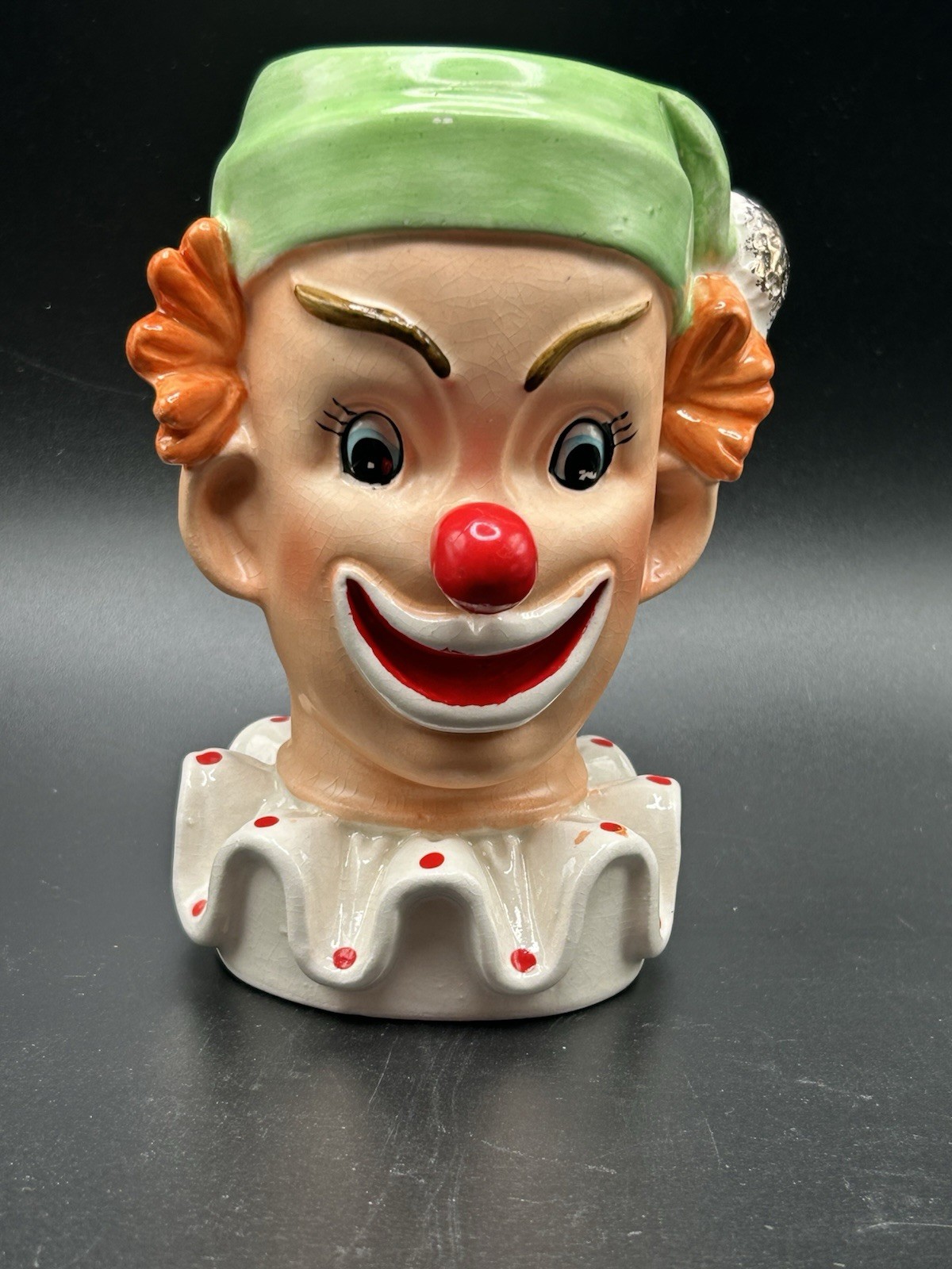 VTG - Jester CLOWN - Ceramic Planter - Creepy Eerie Scary - Pencil Jar - Nice