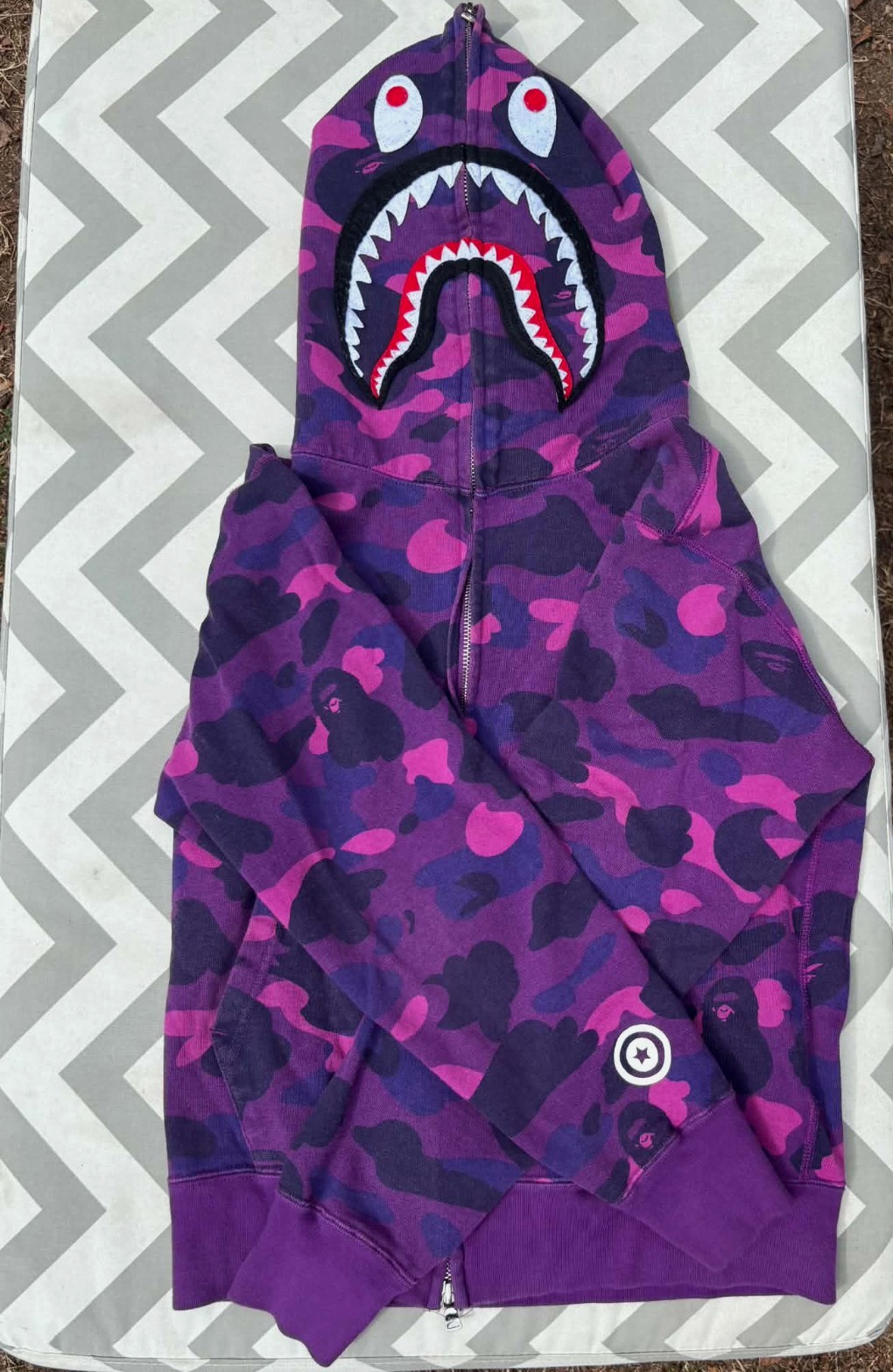 A Bathing Ape Purple Camo Shark Full Zip hoodie Men\'s S