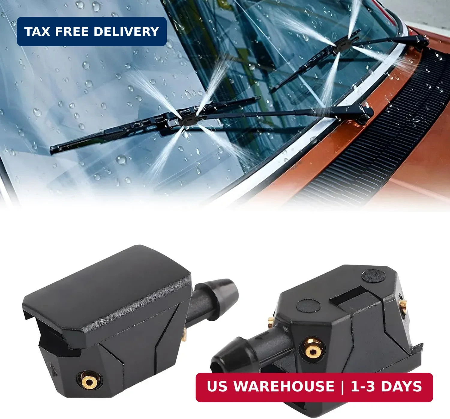 2PCS Front Windshield Washer Nozzles, 4 Holes Spray Jet Windshield Arm Mounted W 2PCS Front Windshield Washer Nozzles, 4 Holes Spray Jet Windshield Arm Mounted W