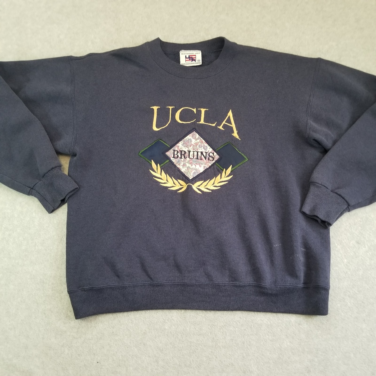Vintage UCLA Bruins Sweater Mens Medium Navy Blue USA Player Sportswear Crew 90s
