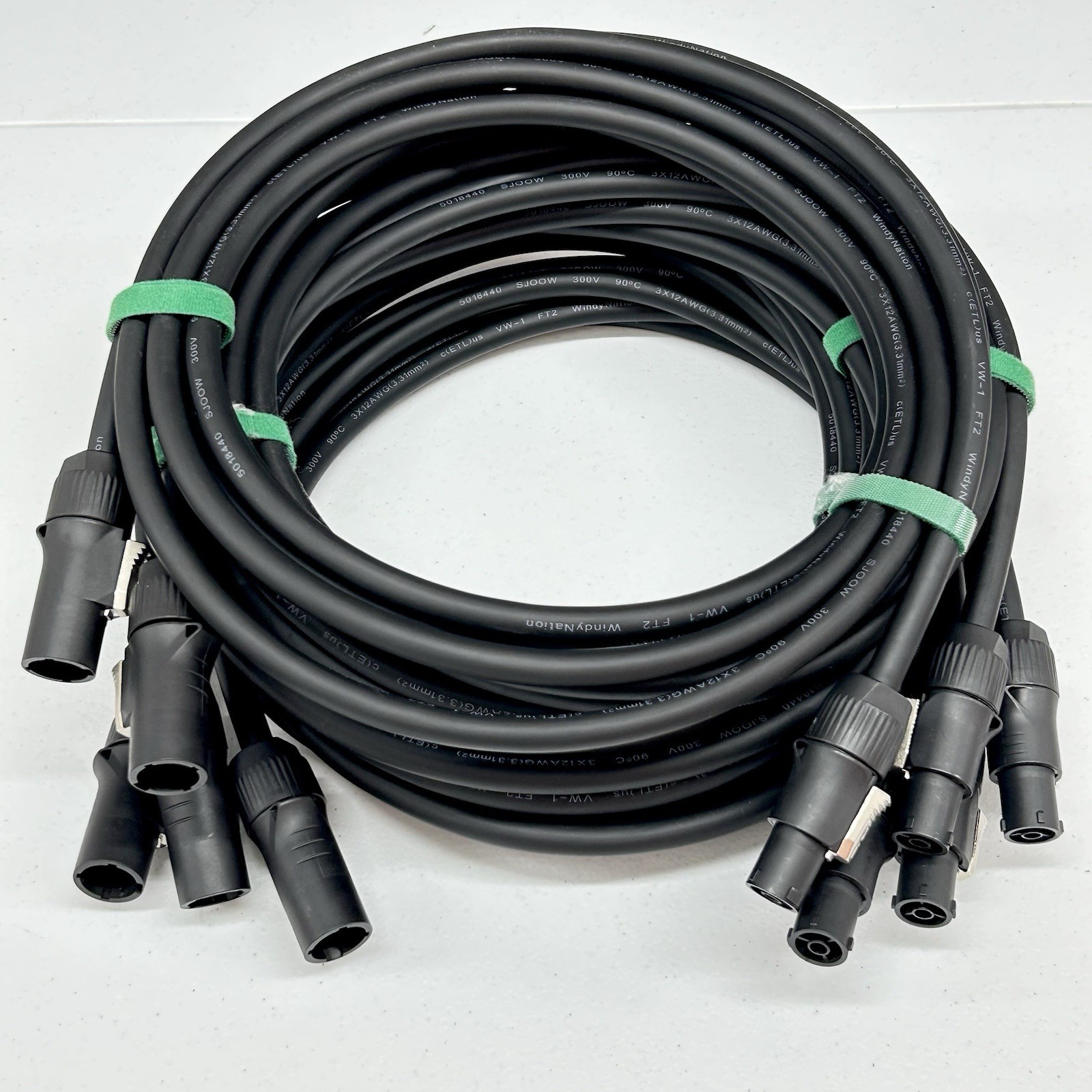 Powercon True1 Lot of 5 Male To Female Extension Jumper Power 12 AWG Cable New Powercon True1 Lot of 5 Male To Female Extension Jumper Power 12 AWG Cable New
