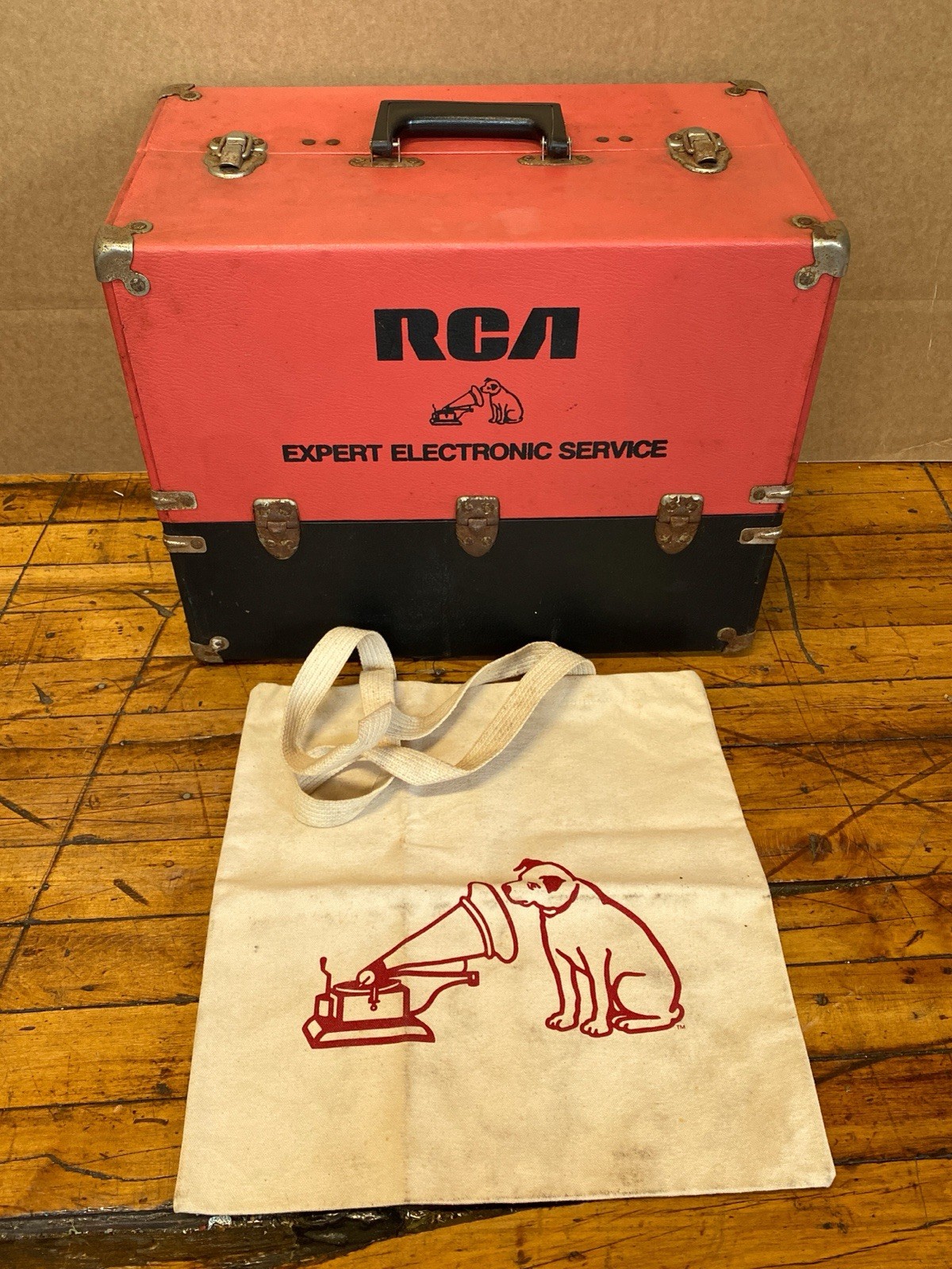 Vintage RCA Expert Electronic Service Vacuum Tube Caddy Case Nipper Tote Bag