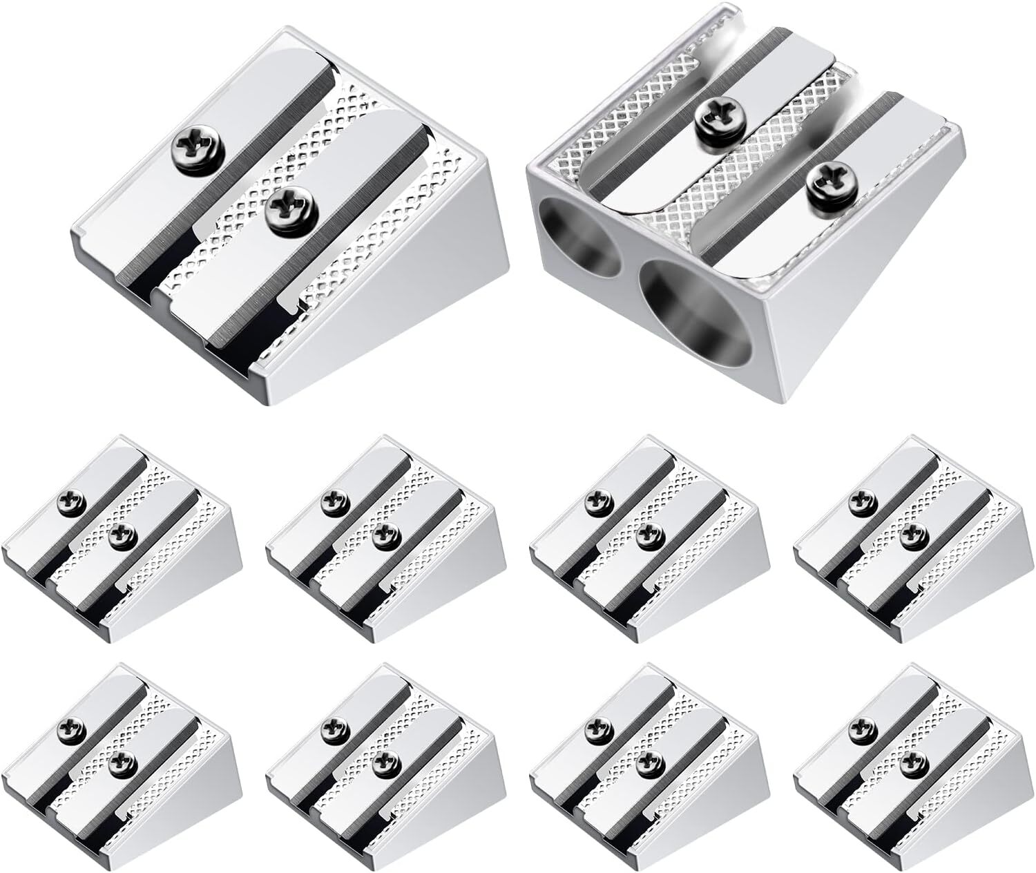 Cobee 10 Pcs Pencil Sharpener, Handheld Metal Pencil Sharpener with Double Holes