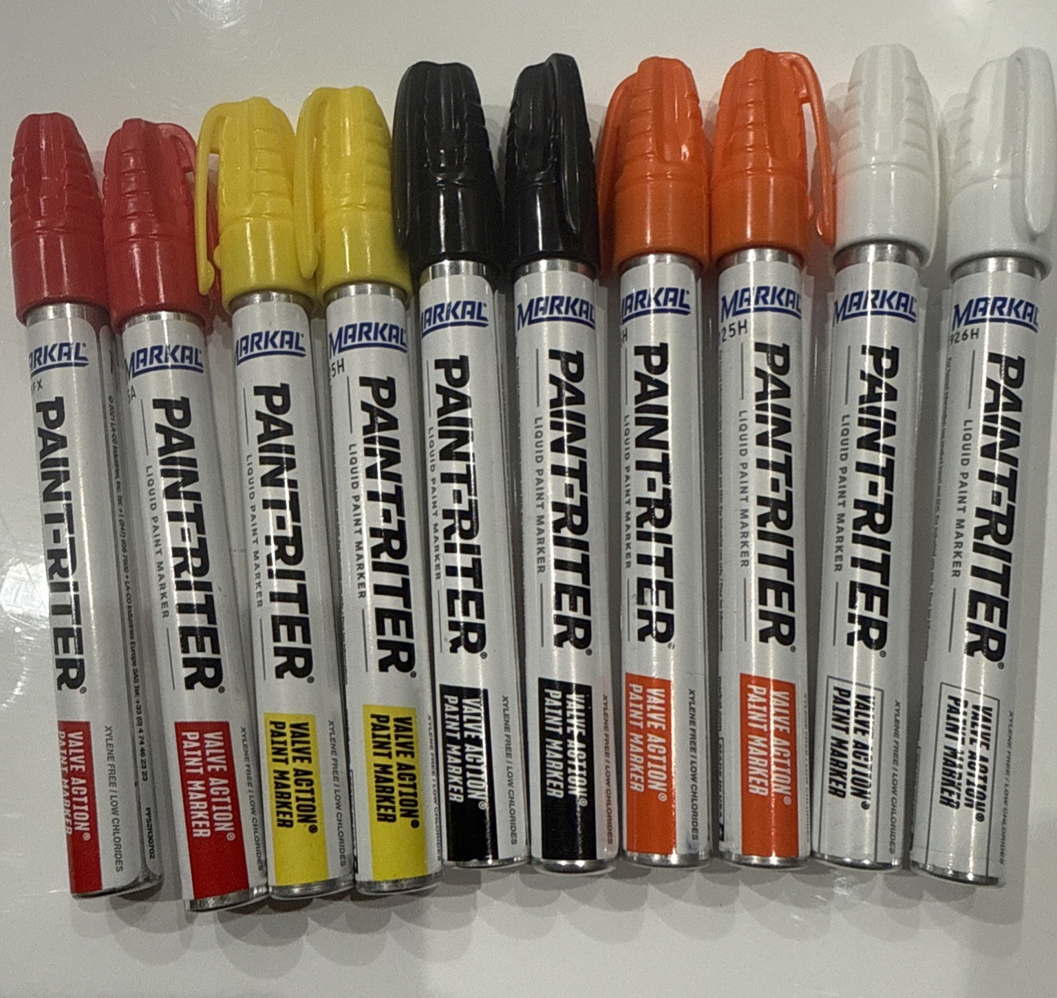 10x New Markal Valve Action Paint Markers Red White Yellow Black Orange Value