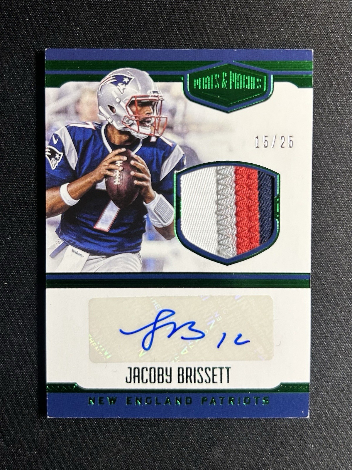 2016 Panini Jacoby Brissett  Plates & Patches Green #\'d/25 RPA Rookie Patch Auto
