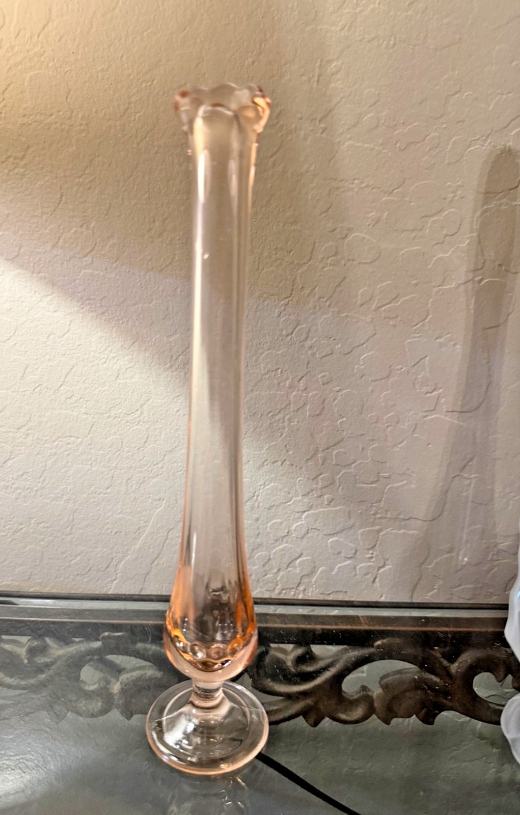 Vintage Fenton Pink Uranium Glass Swung Bud Vase Colonial Thumbprint Glows MCM 9 Vintage Fenton Pink Uranium Glass Swung Bud Vase Colonial Thumbprint Glows MCM 9