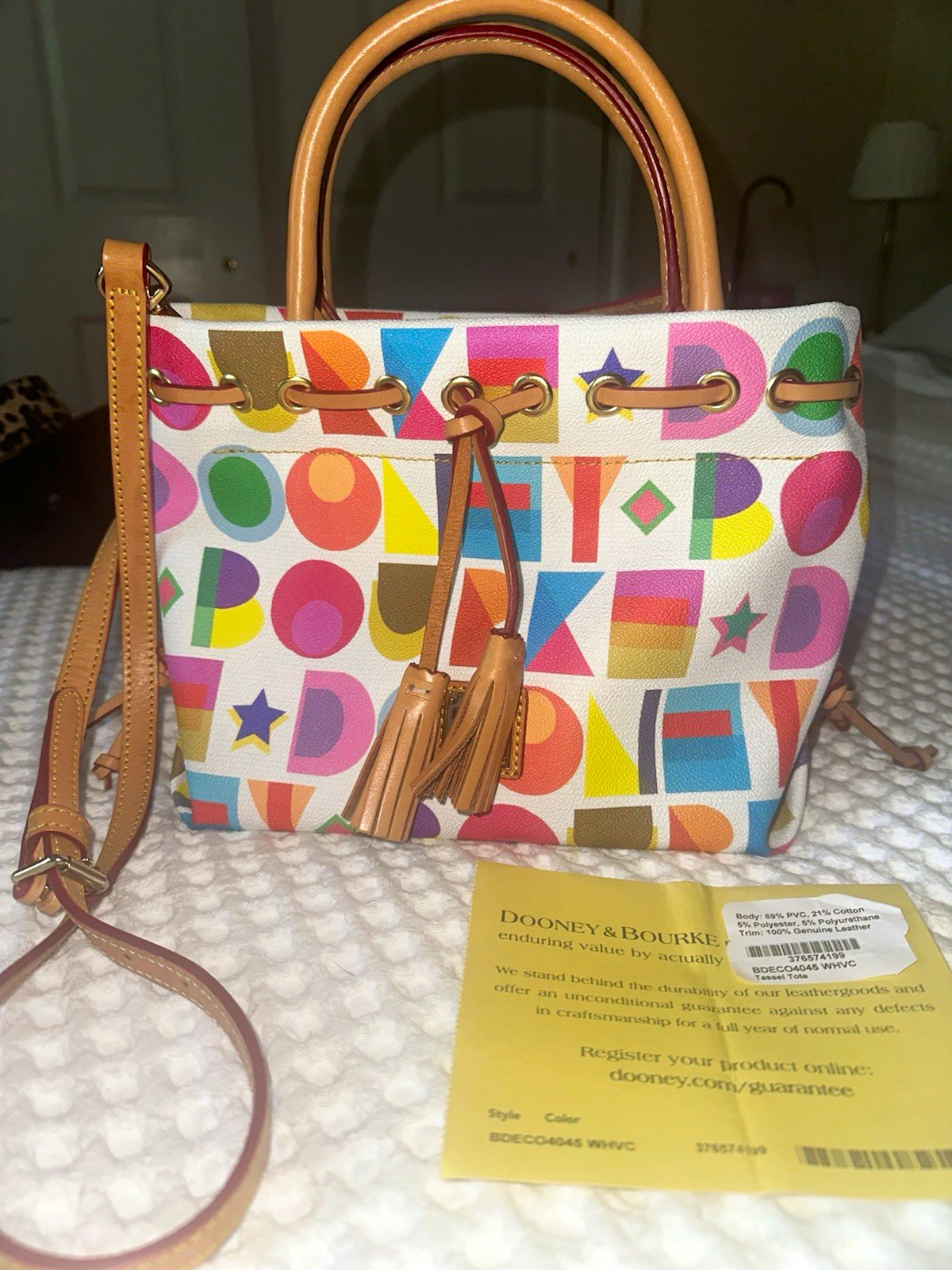 Dooney & Bourke Multicolor Logo Satchel Top Handle Drawstring Tassel, Strap Dooney & Bourke Multicolor Logo Satchel Top Handle Drawstring Tassel, Strap